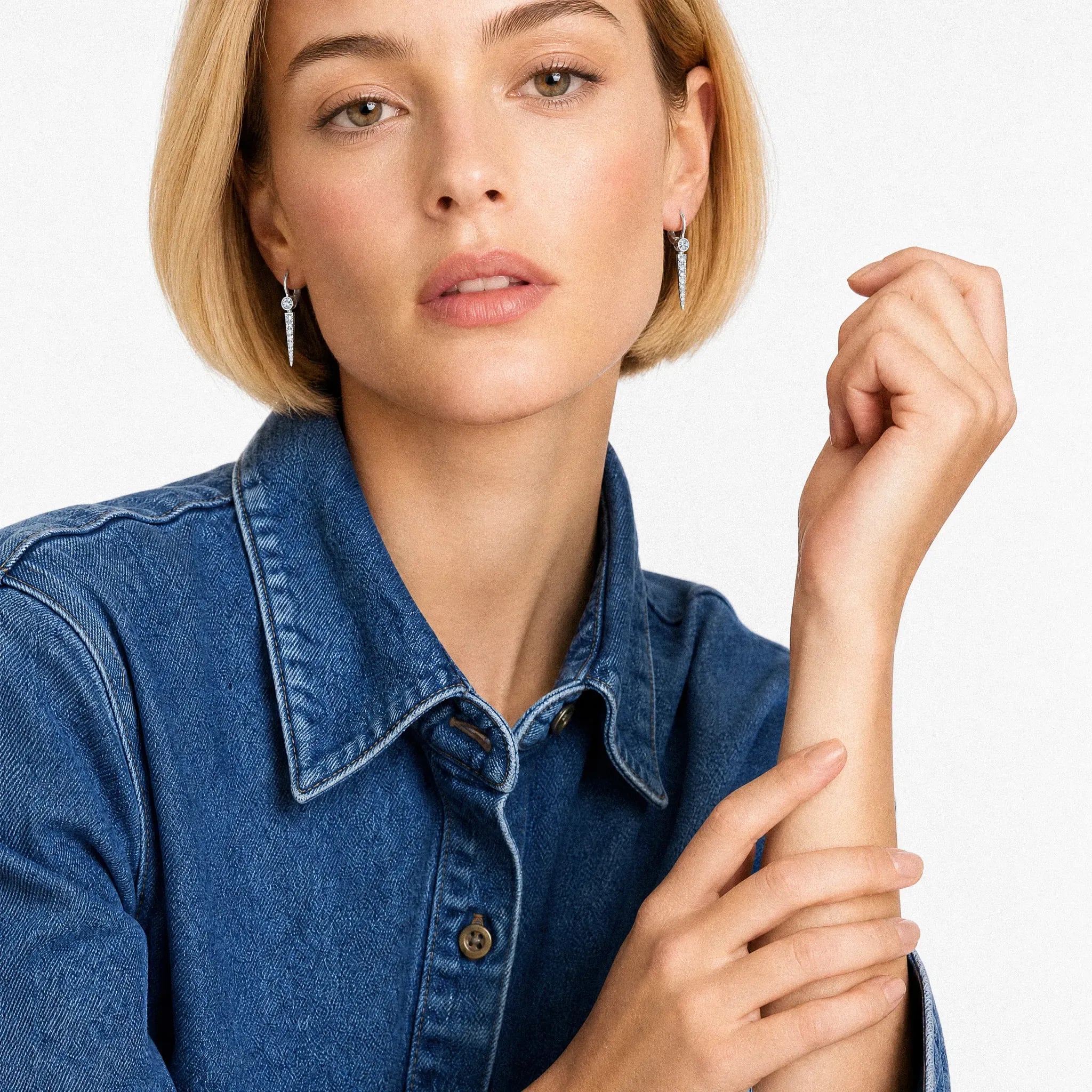 calistra pivot pave spire earrings - product_gallery - 2