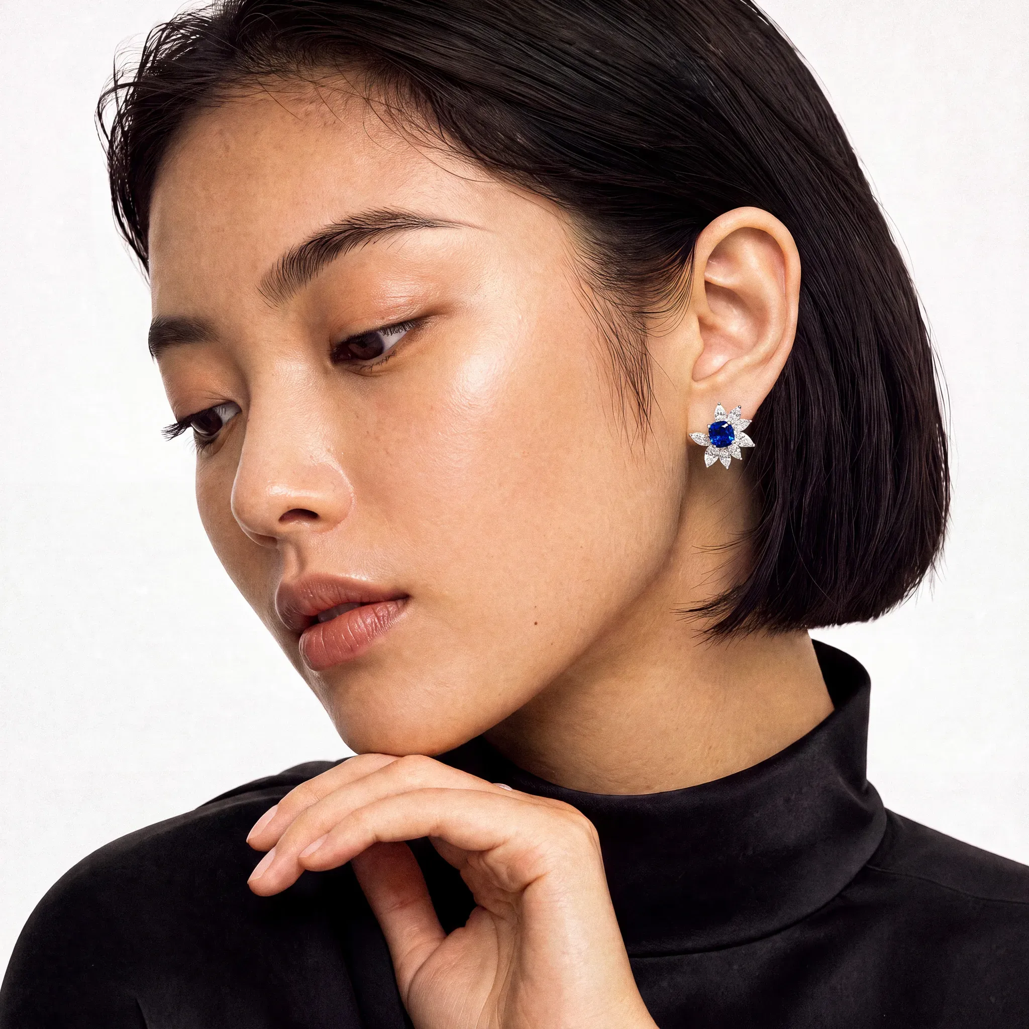 midnight petal cluster earrings - product_gallery - 2