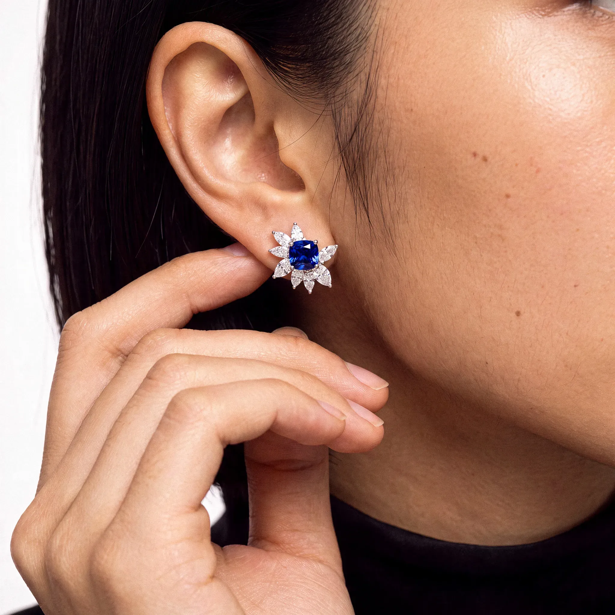 midnight petal cluster earrings - product_gallery - 3