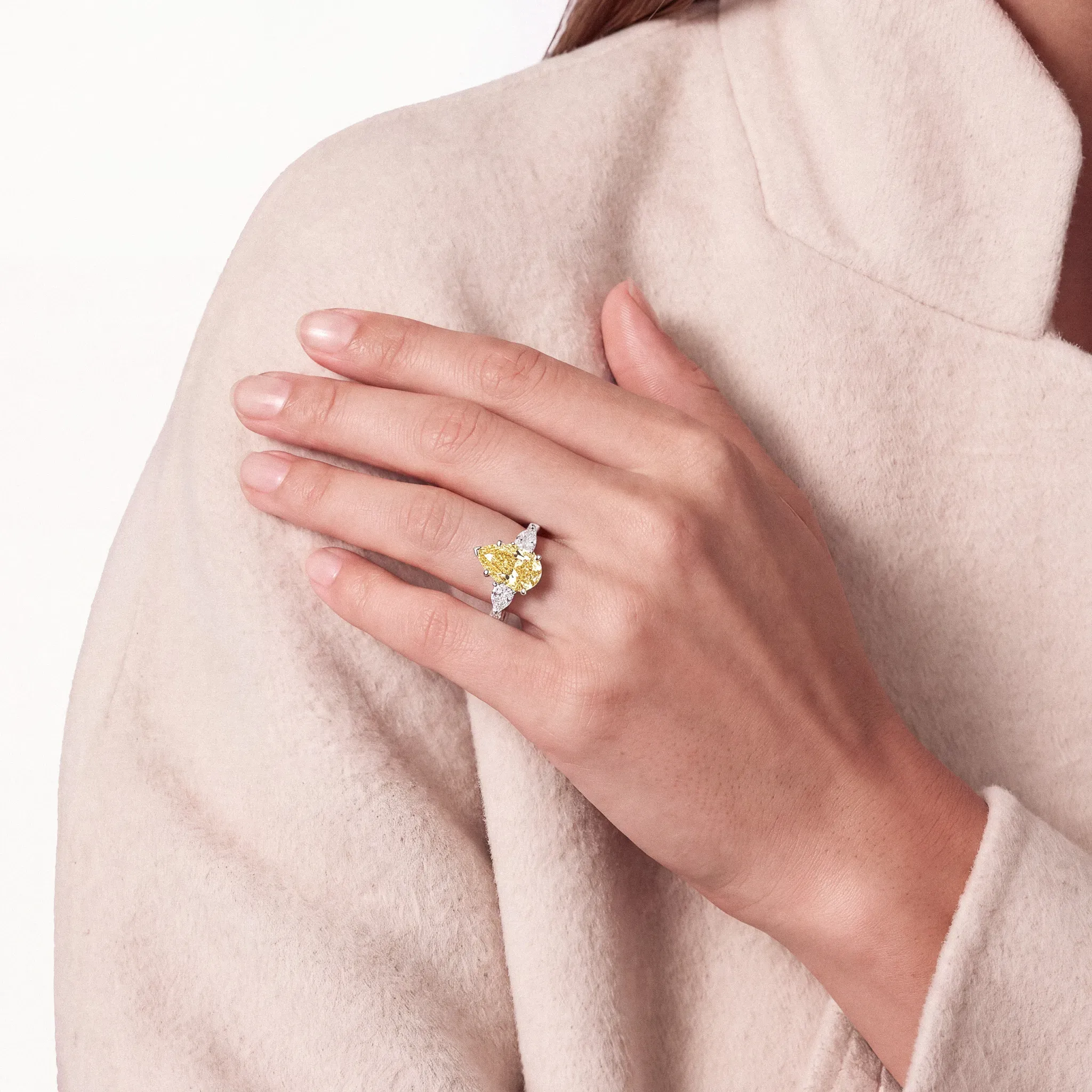 solena pear trio pave solitaire ring - product_gallery - 2