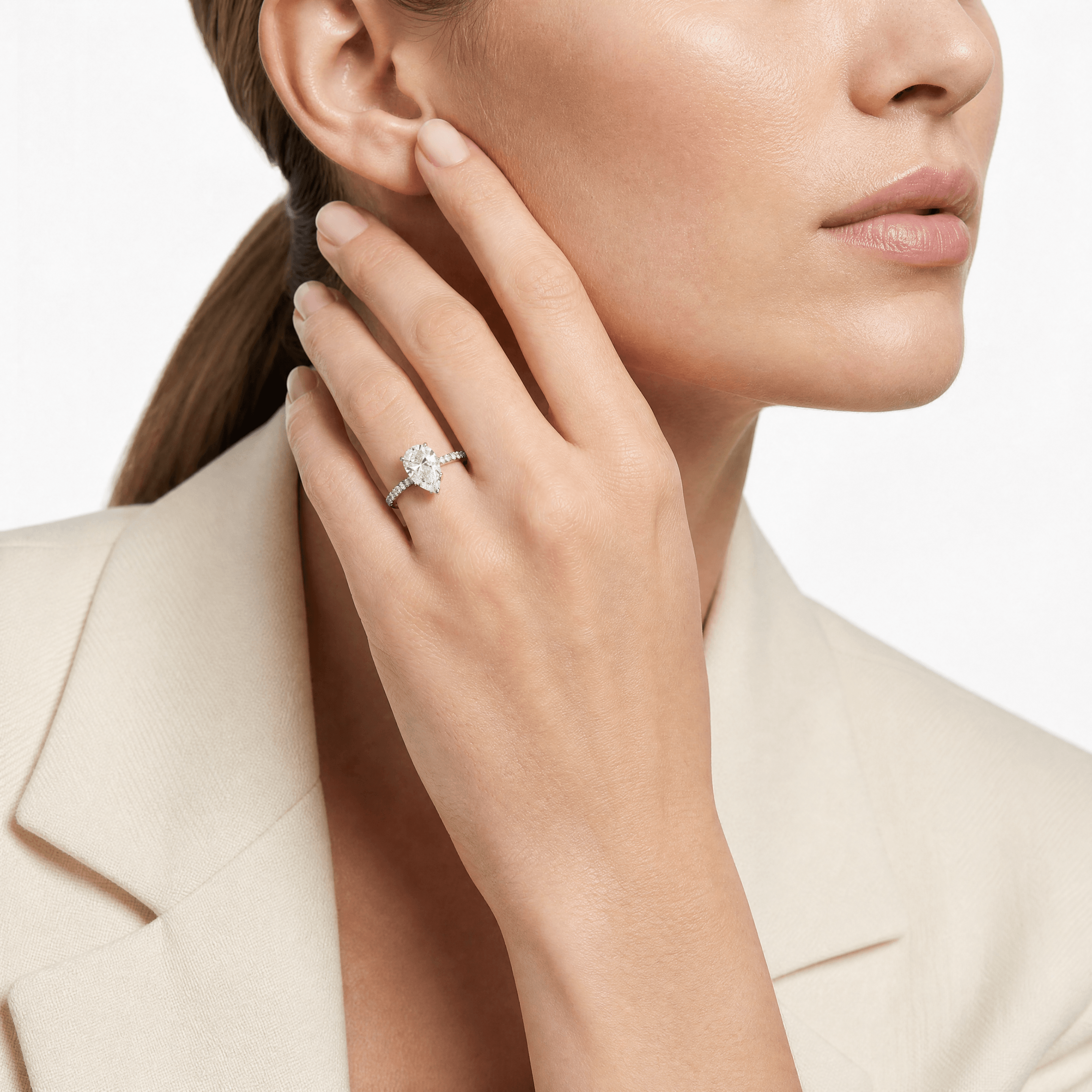 elara pear solitaire pave diamond ring - product_gallery - 3