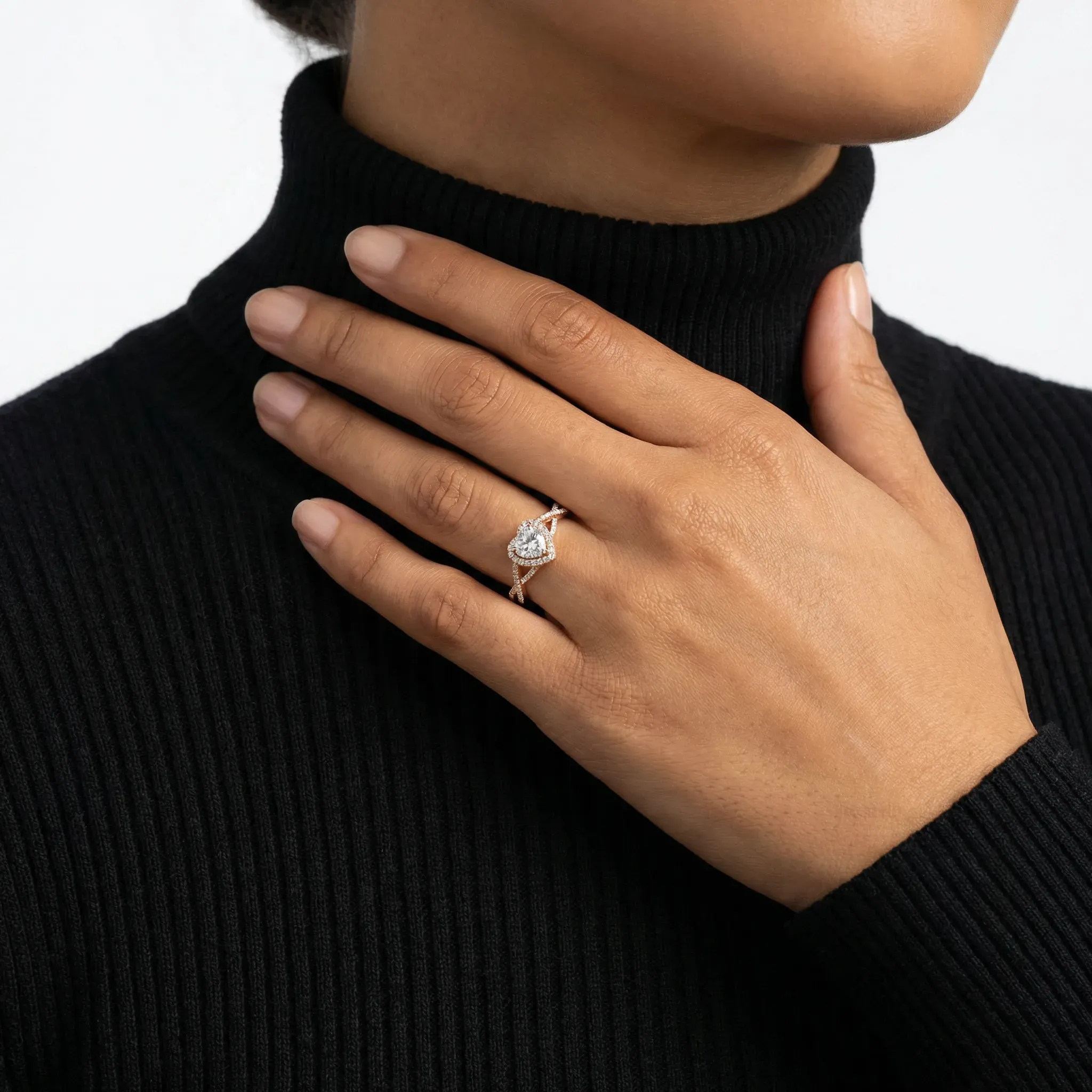 amore heart twist halo pave ring - product_gallery - 2