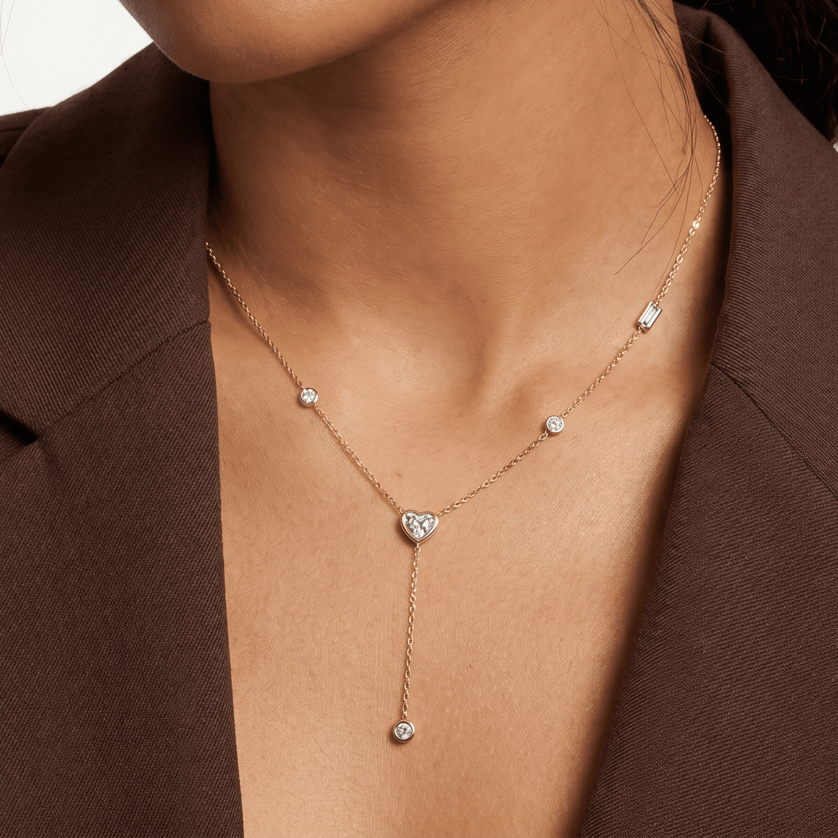 adora heart drop lariat necklace - product_gallery - 3
