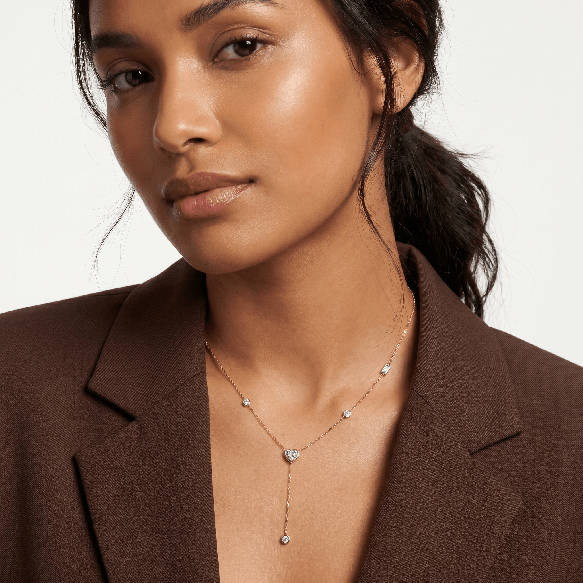 adora heart drop lariat necklace - product_gallery - 2