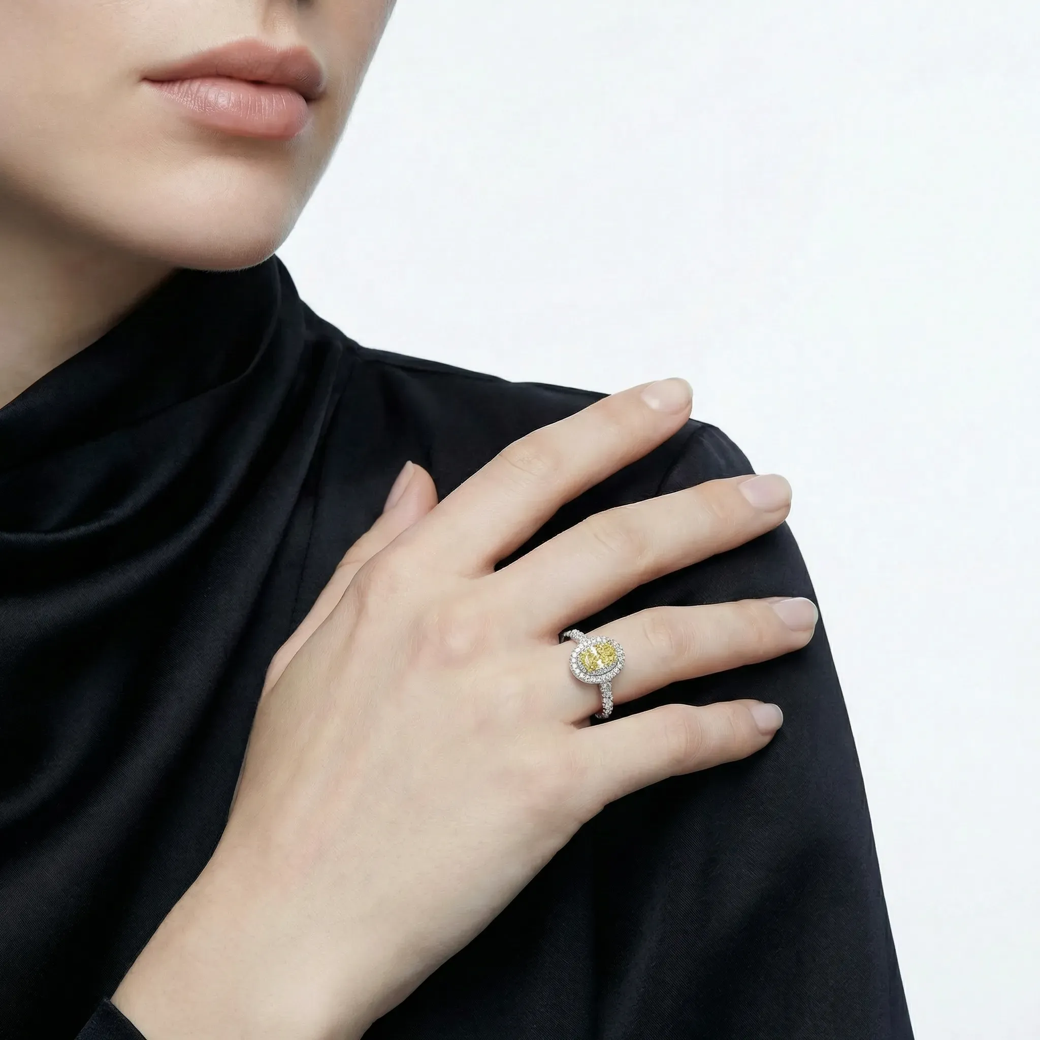 radiance oval triple halo ring - product_gallery - 2