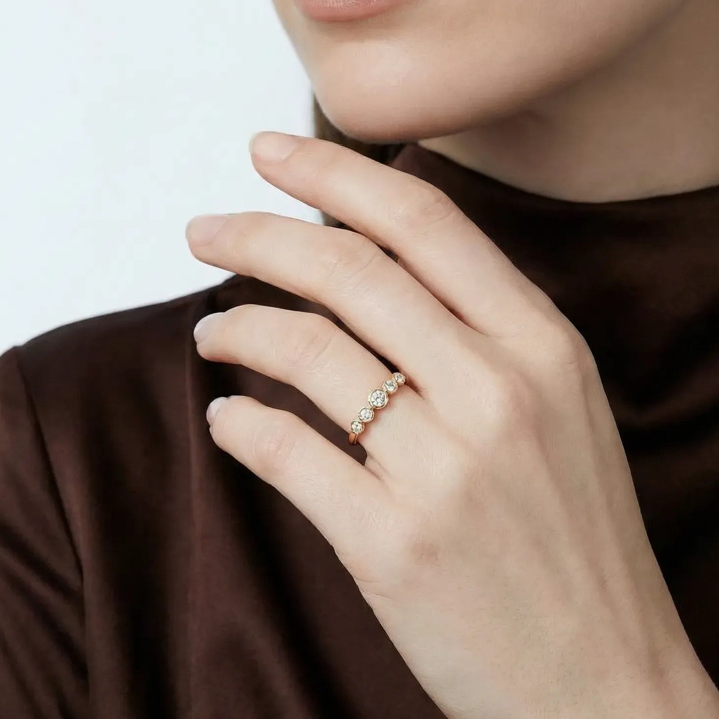 tapered five diamond band - product_gallery - 3