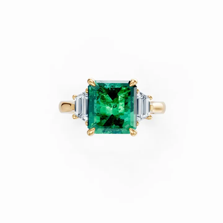 Trio Émeraude Solitaire Ring
