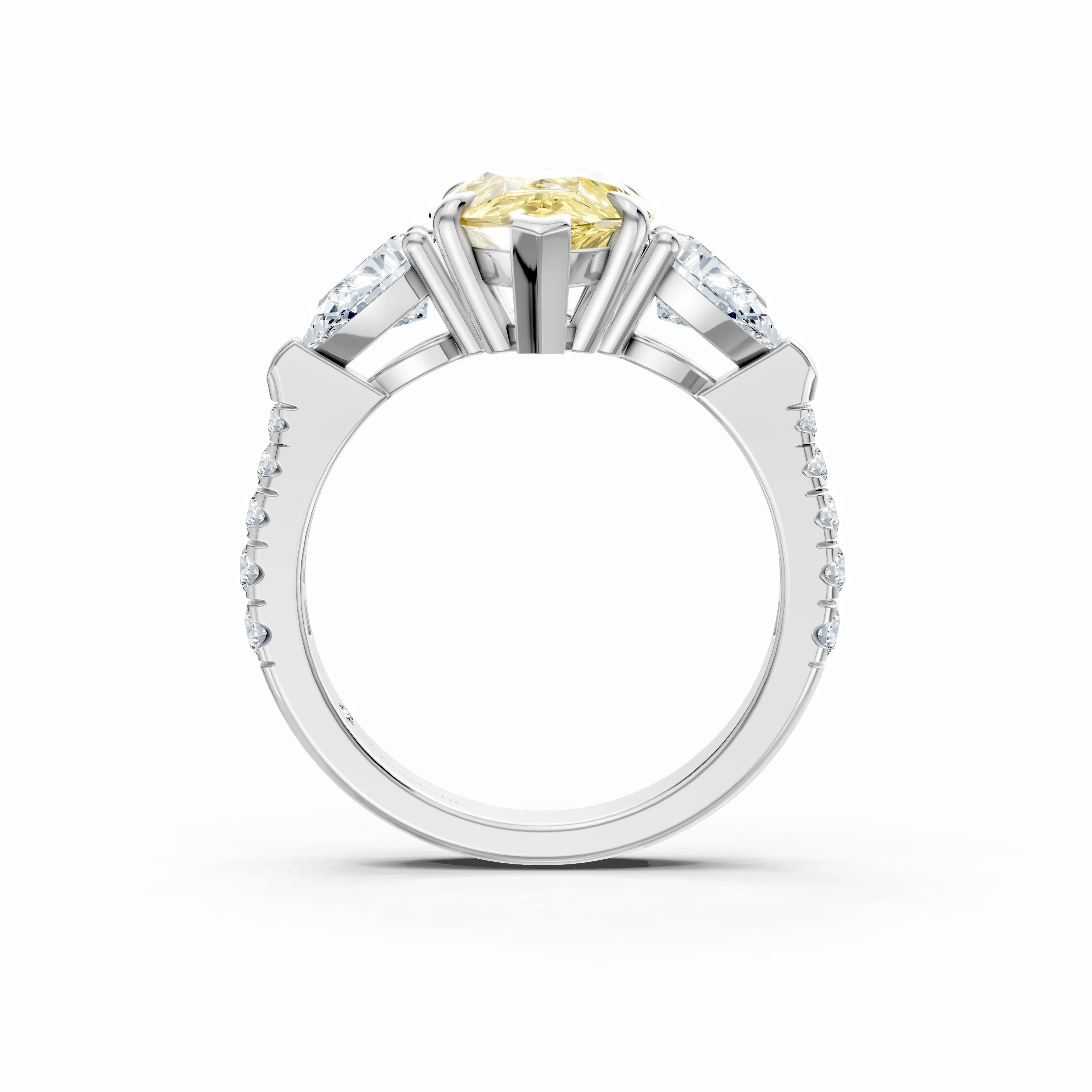 solena pear trio pave solitaire ring - hover - 3