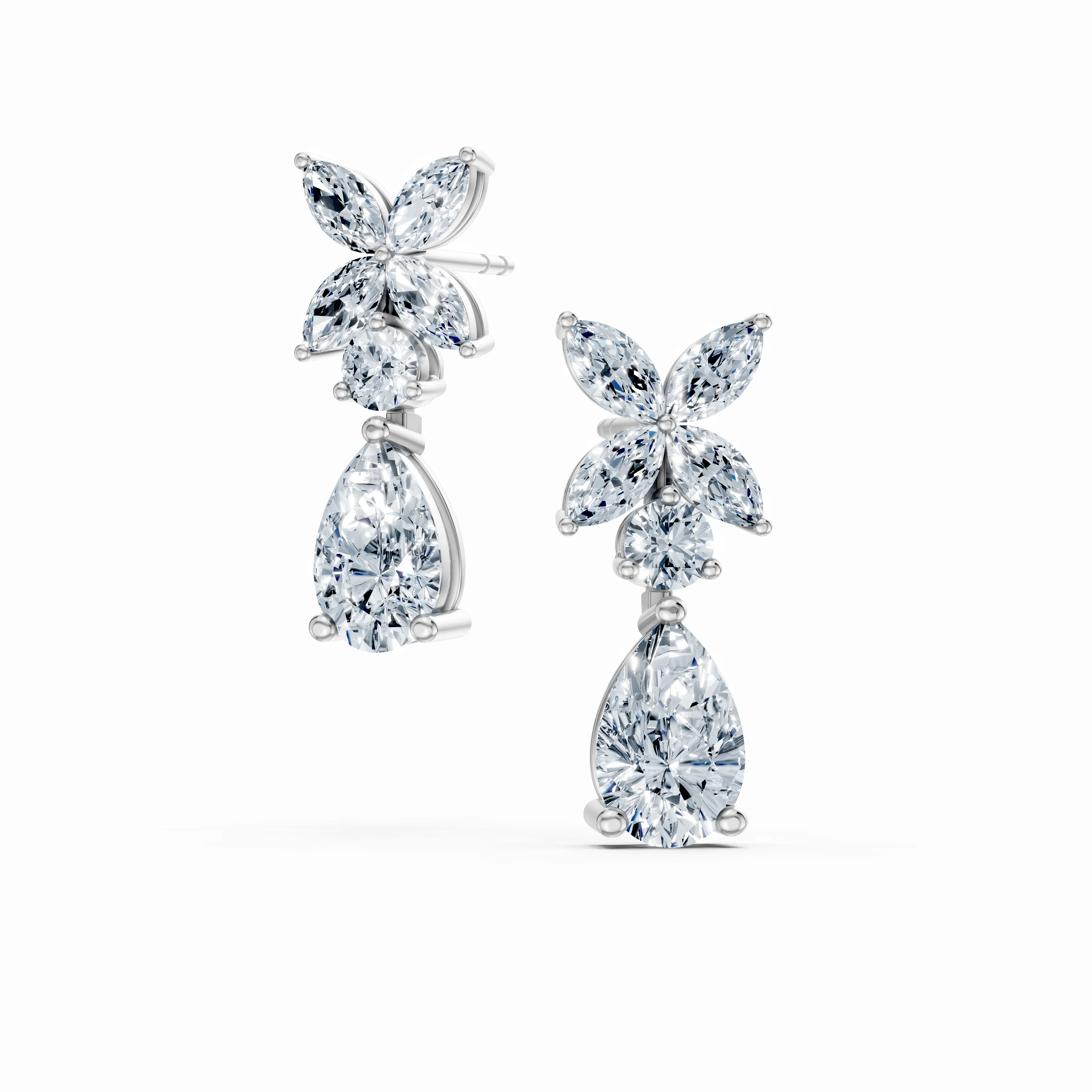 floral cascade drop earrings - hover - 4