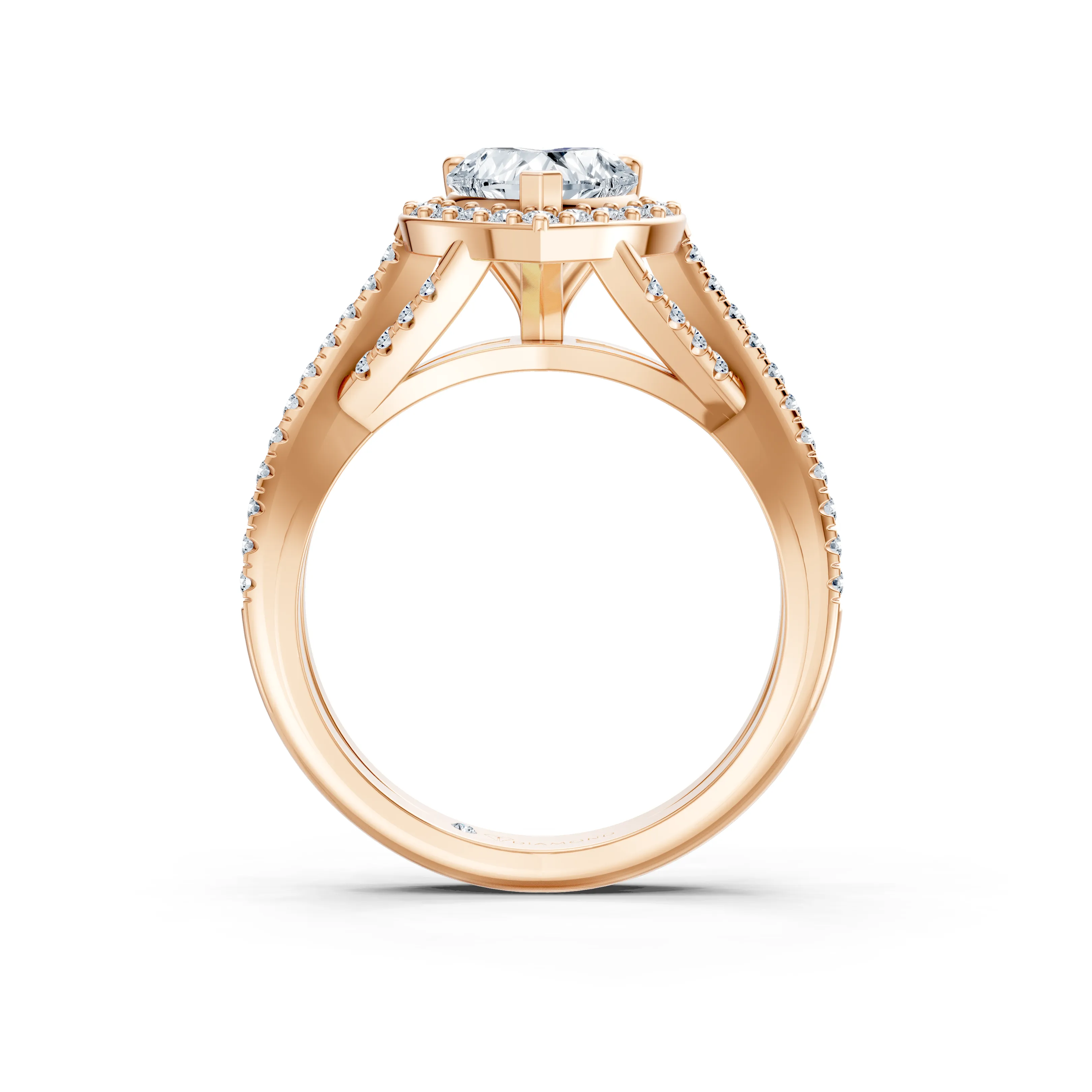 amore heart twist halo pave ring - hover - 3
