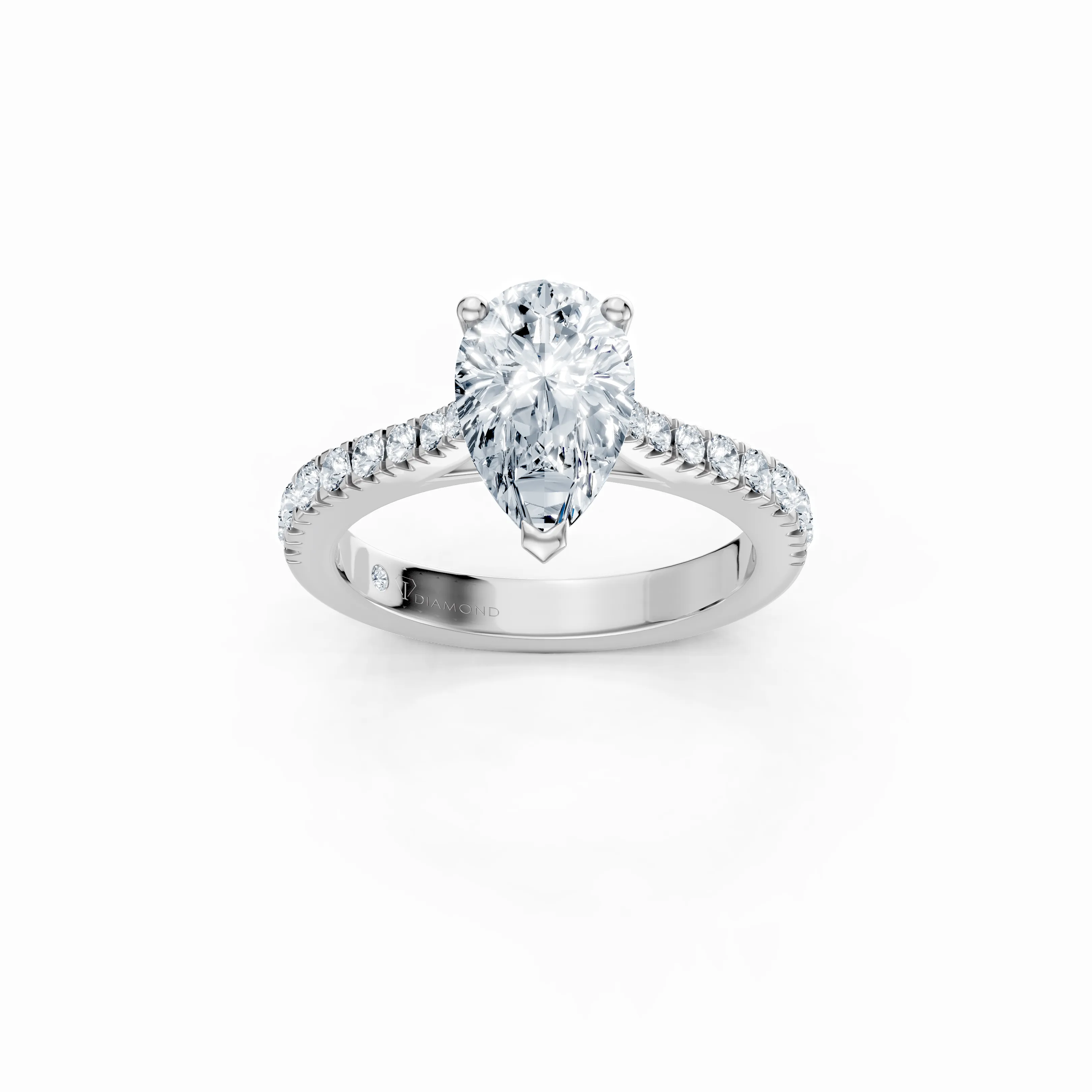 lumine pear pave solitaire ring - main - 1