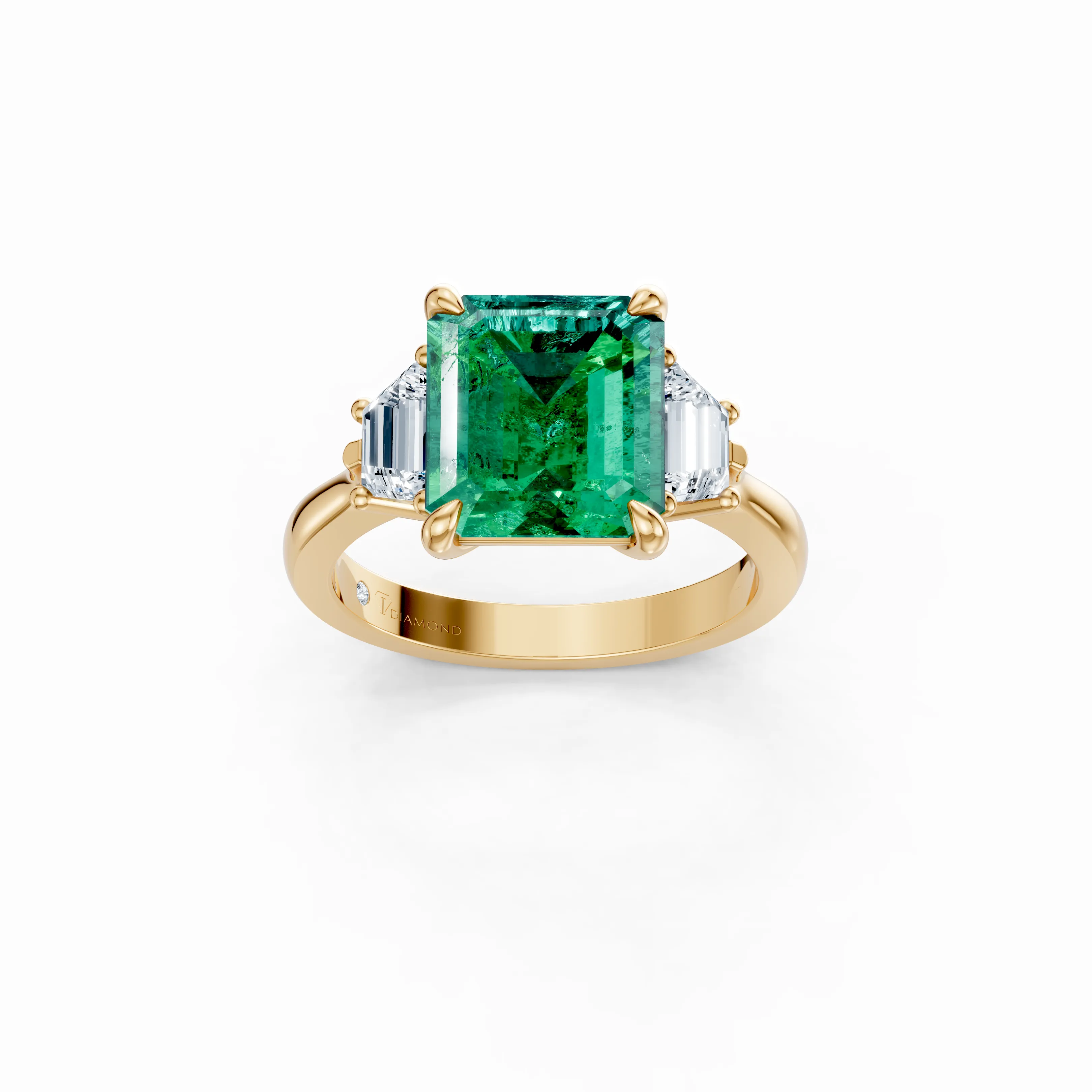 trio emeraude solitaire ring - main - 1