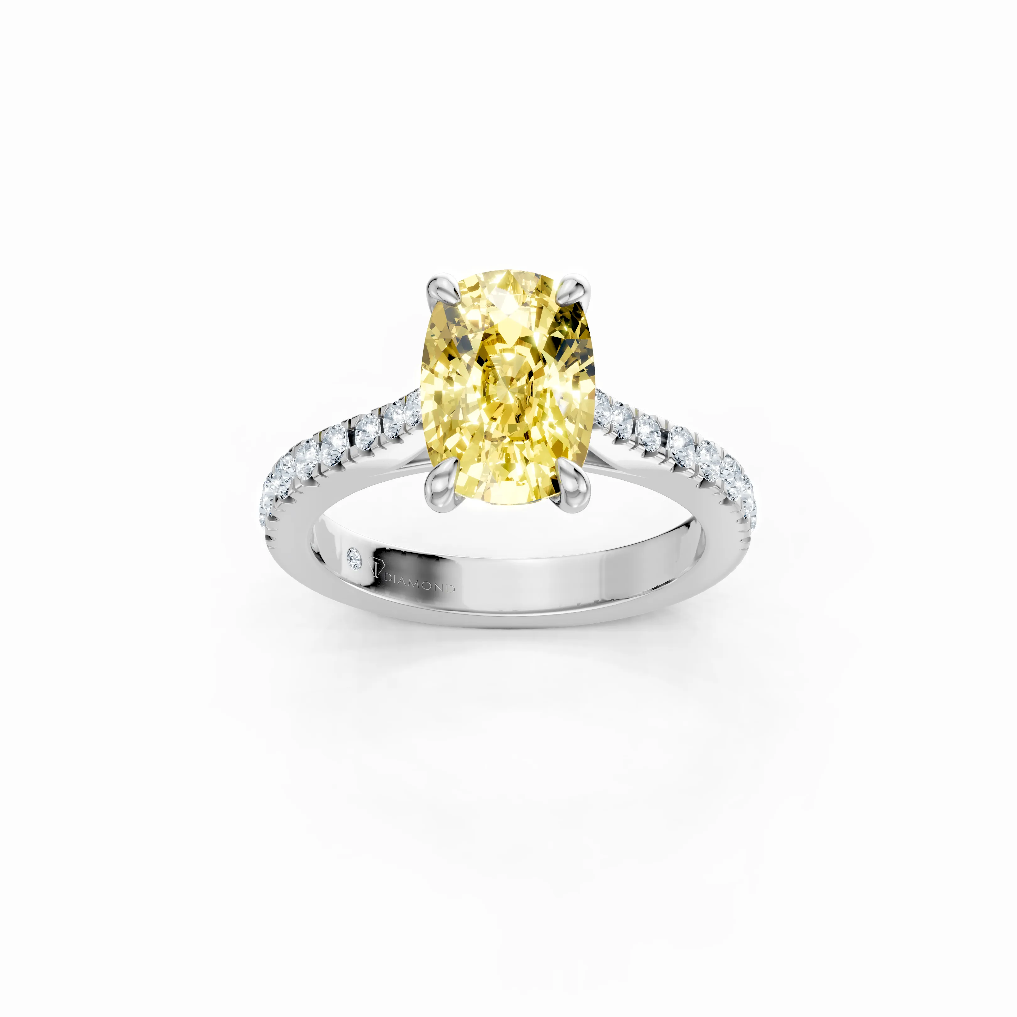 soleia cushion pave solitaire ring - main - 1