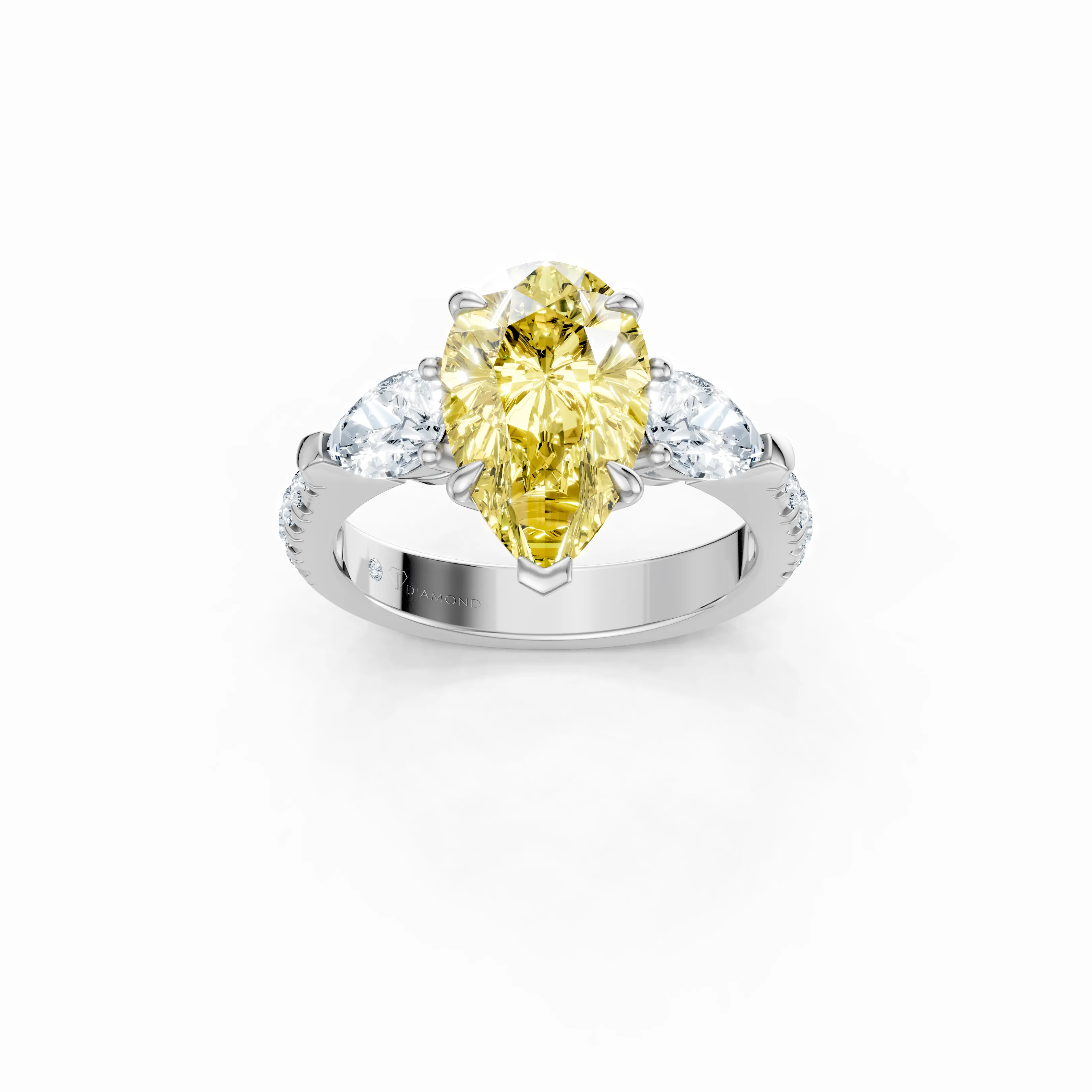 solena pear trio pave solitaire ring - main - 1