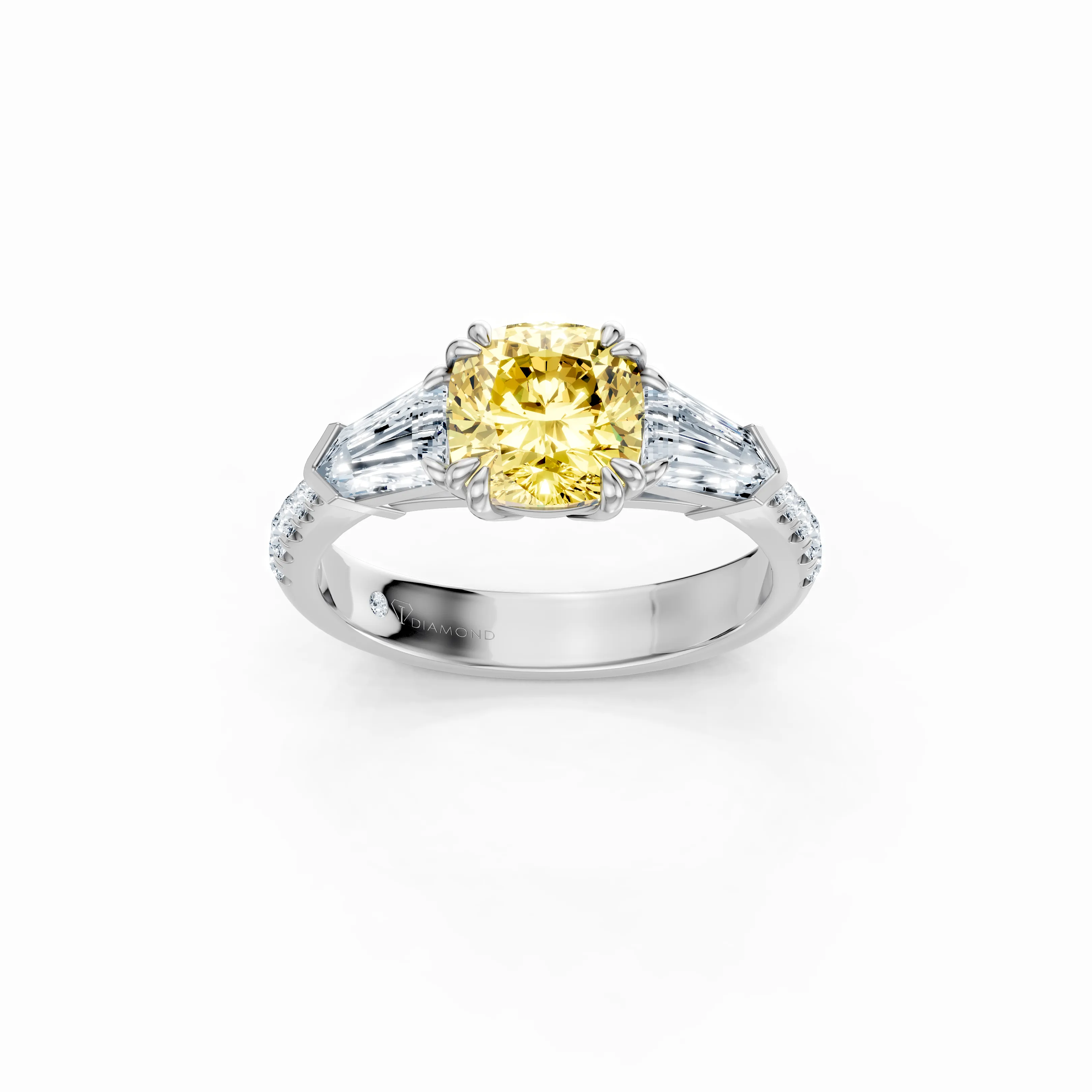 astra cushion trio solitaire ring - main - 1