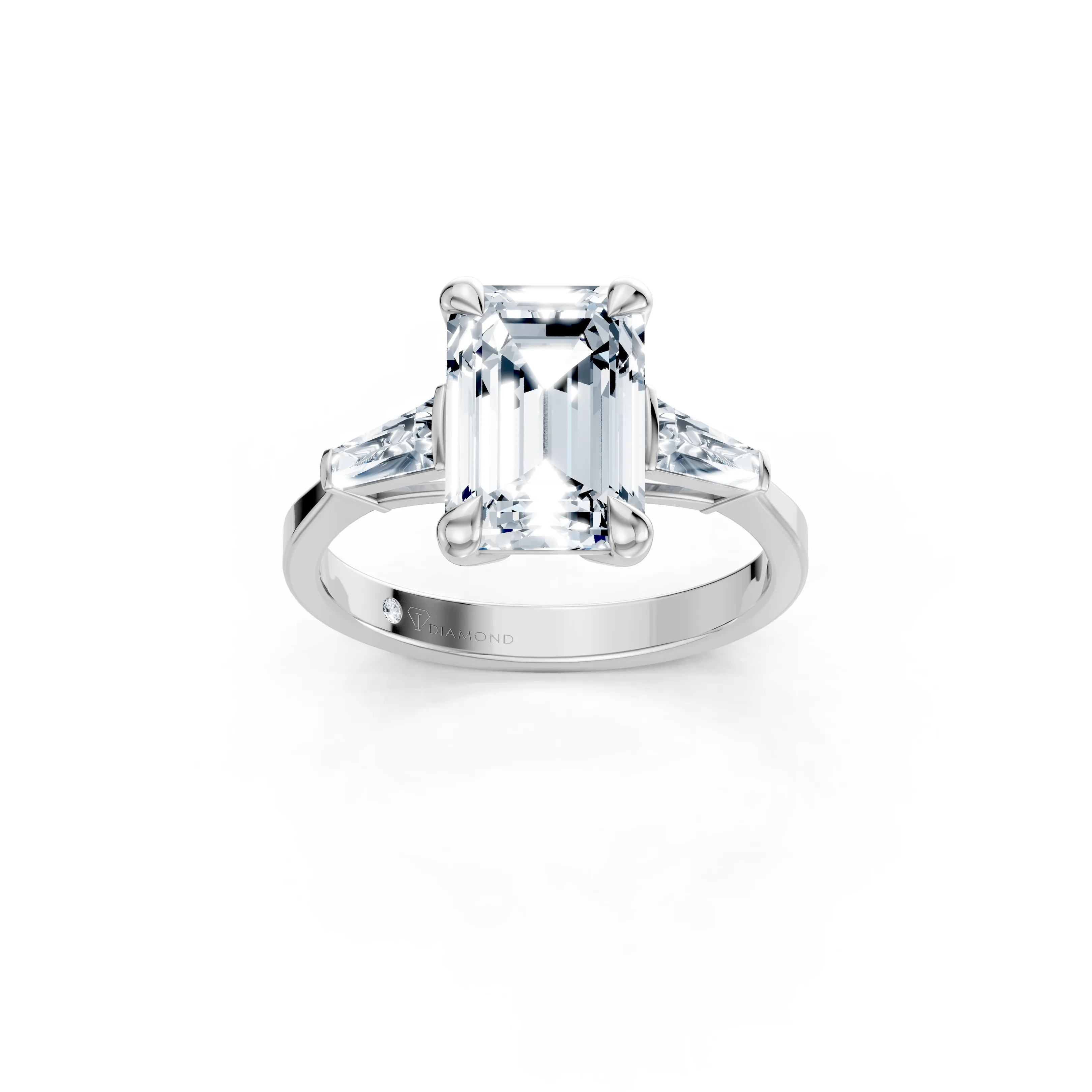 celestara emerald trio solitaire ring - main - 1