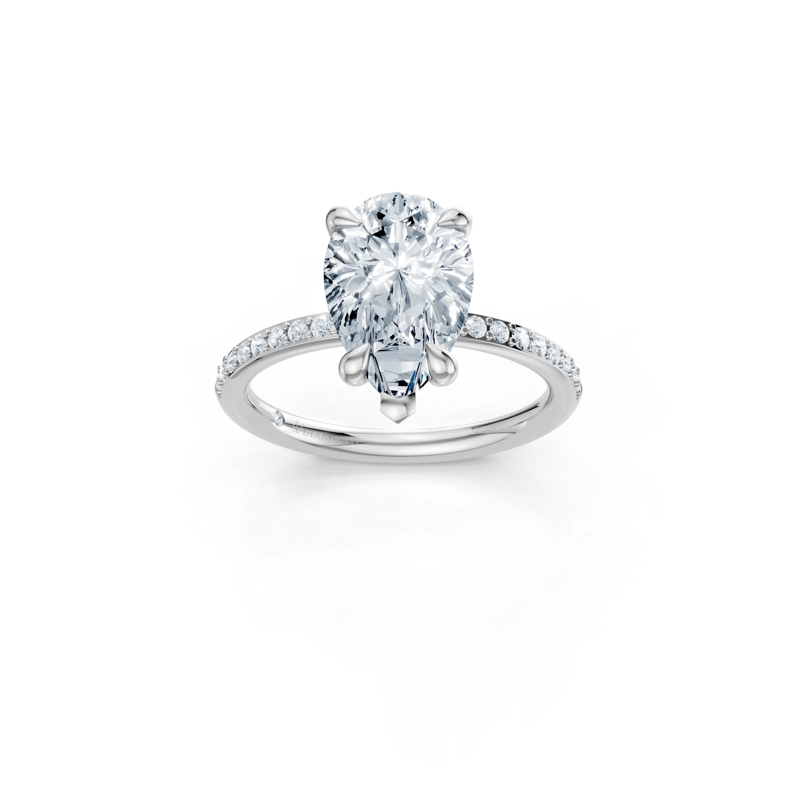 elara pear solitaire pave diamond ring - main - 1