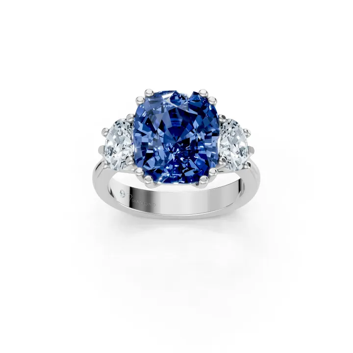 Azmaria Cushion Blue Sapphire Trio Ring