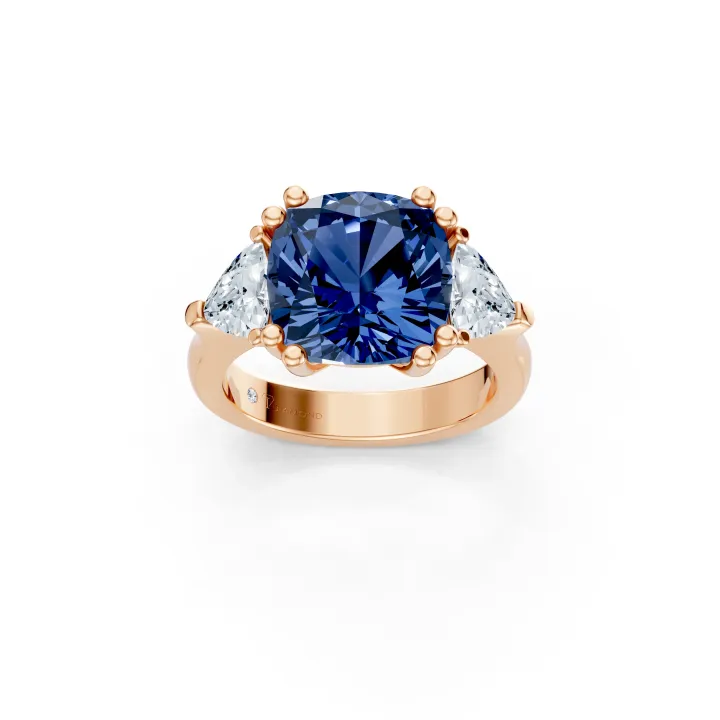 Valmira Cushion Blue Sapphire Trio Ring
