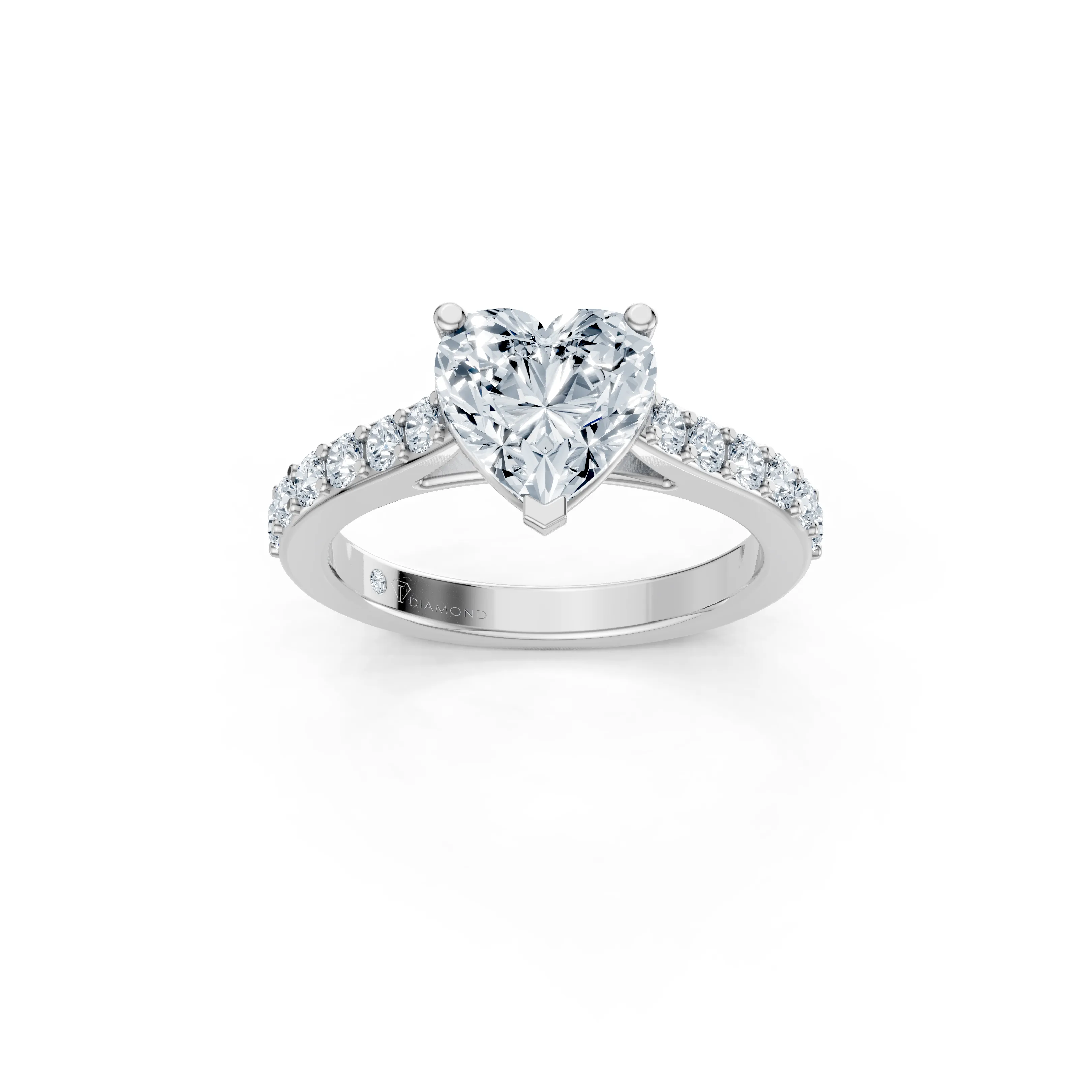 amorina heart solitaire pave ring - main - 1