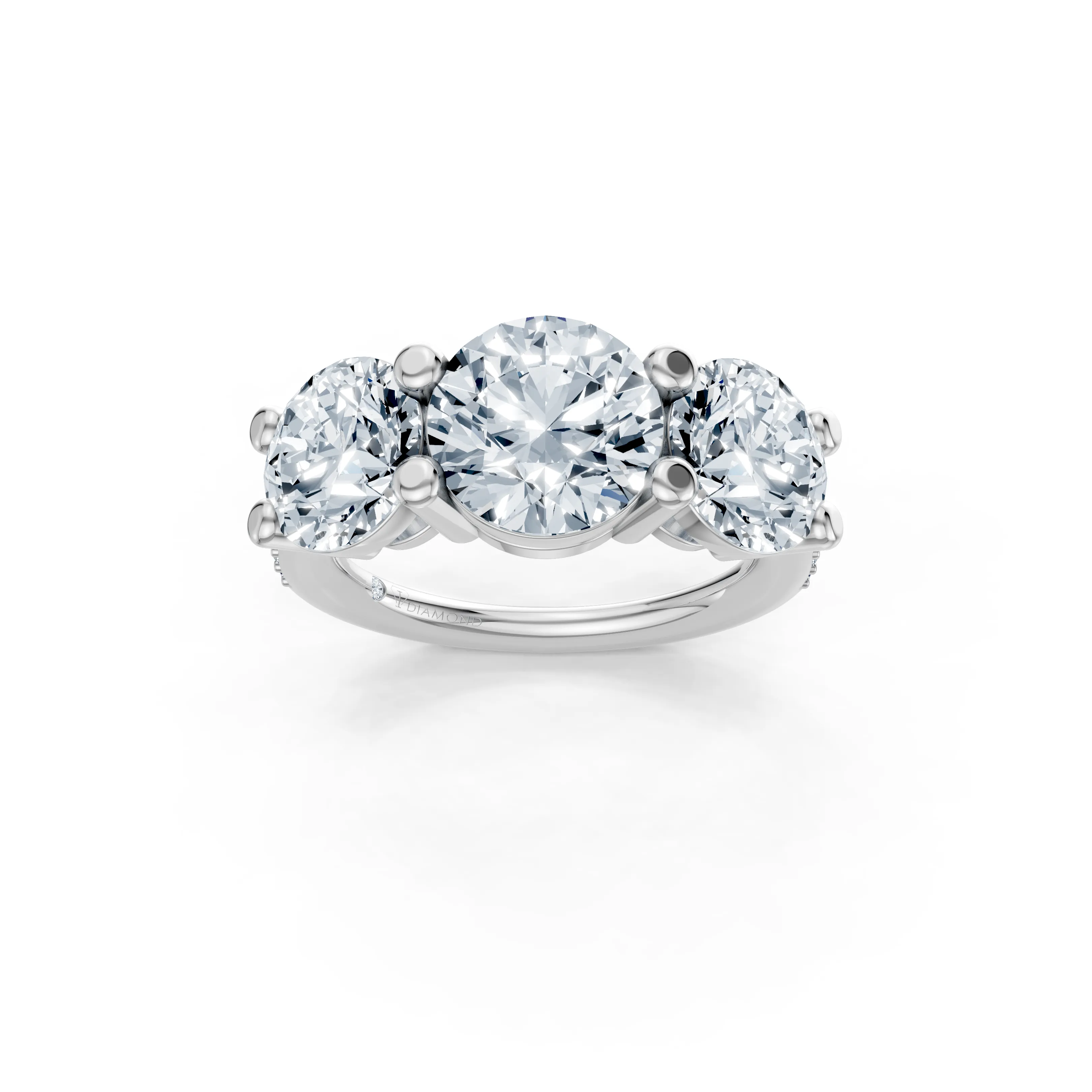 avellina round trio solitaire pave ring - main - 1