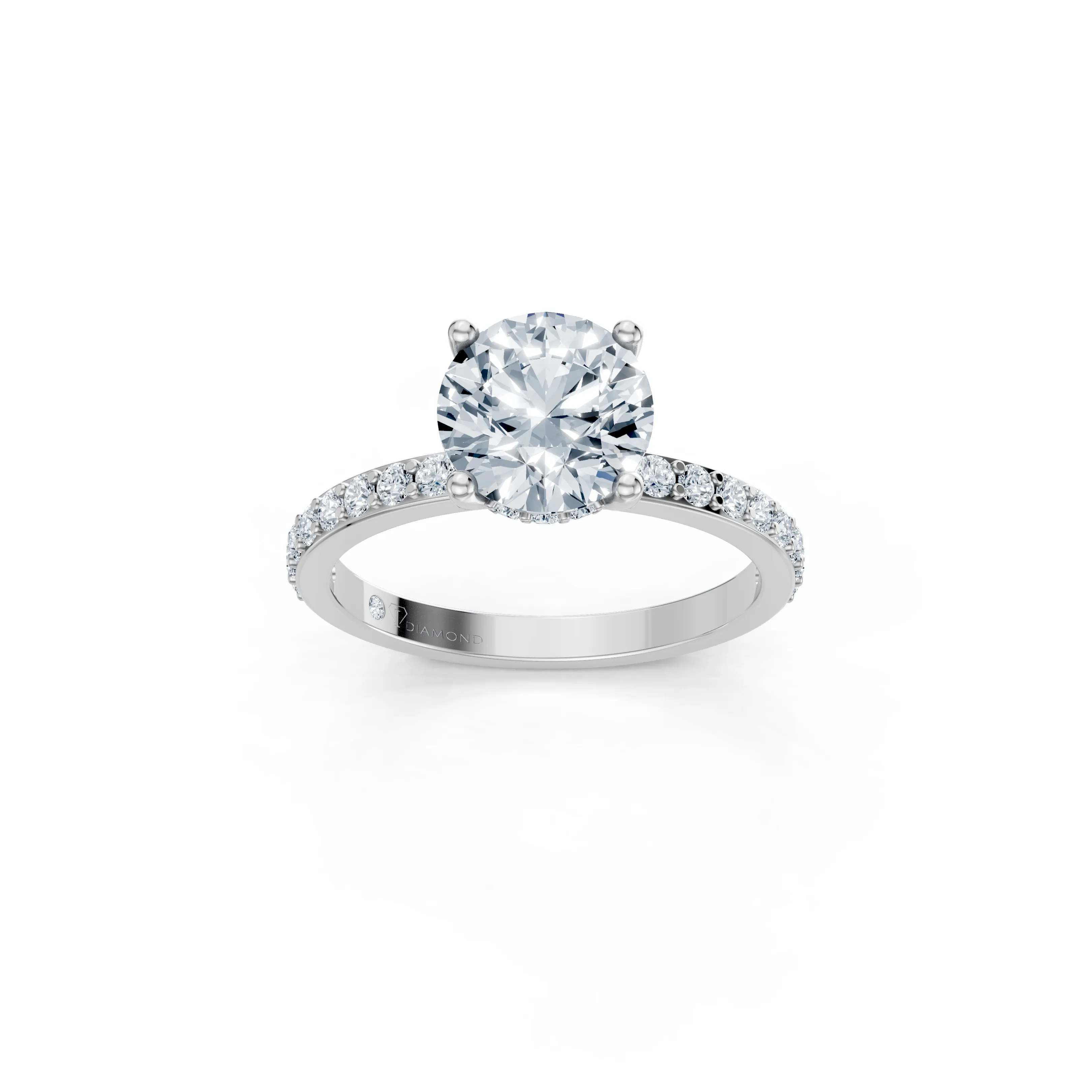 lumiera round hidden halo pave solitaire ring - main - 1