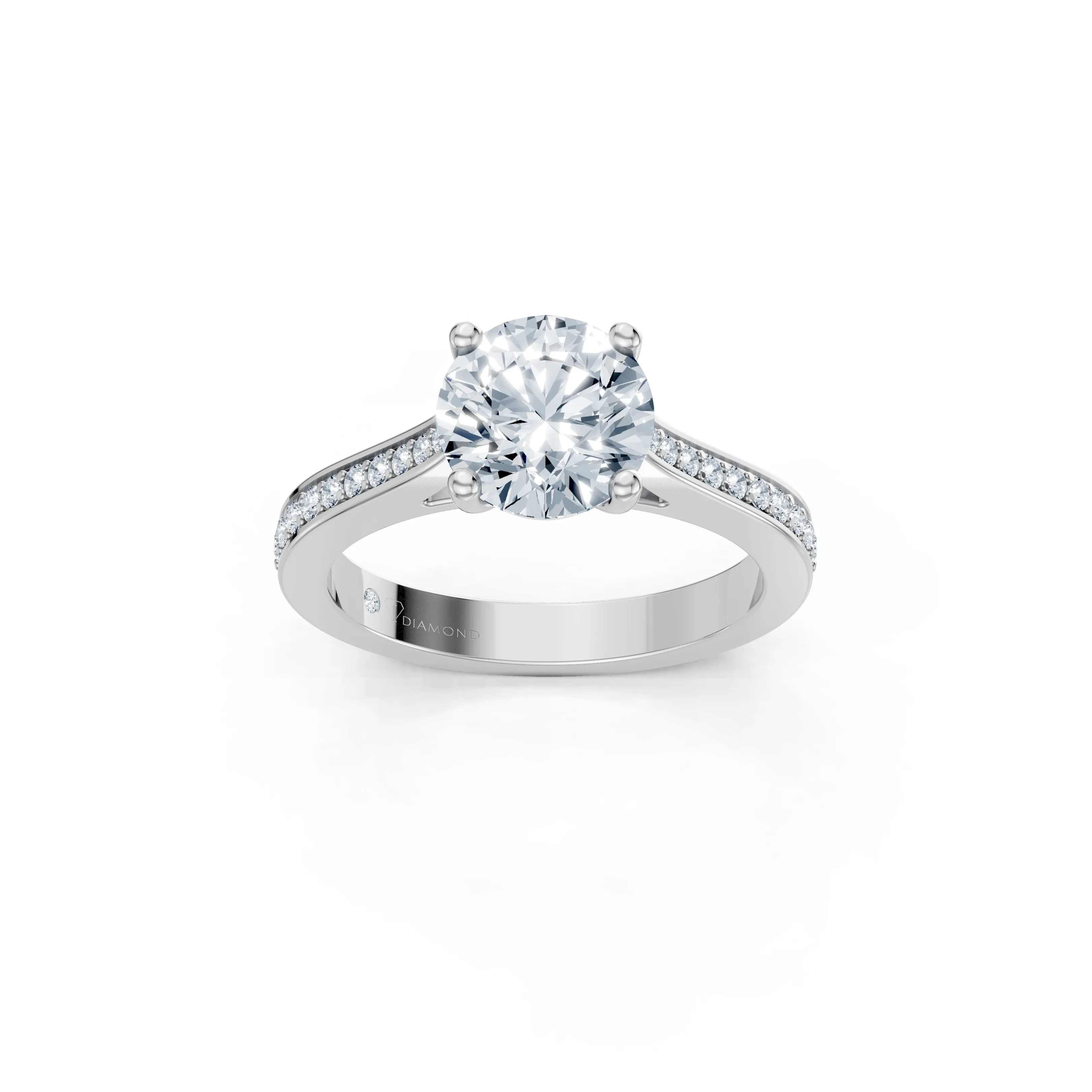celestina round solitaire channel pave ring - main - 1