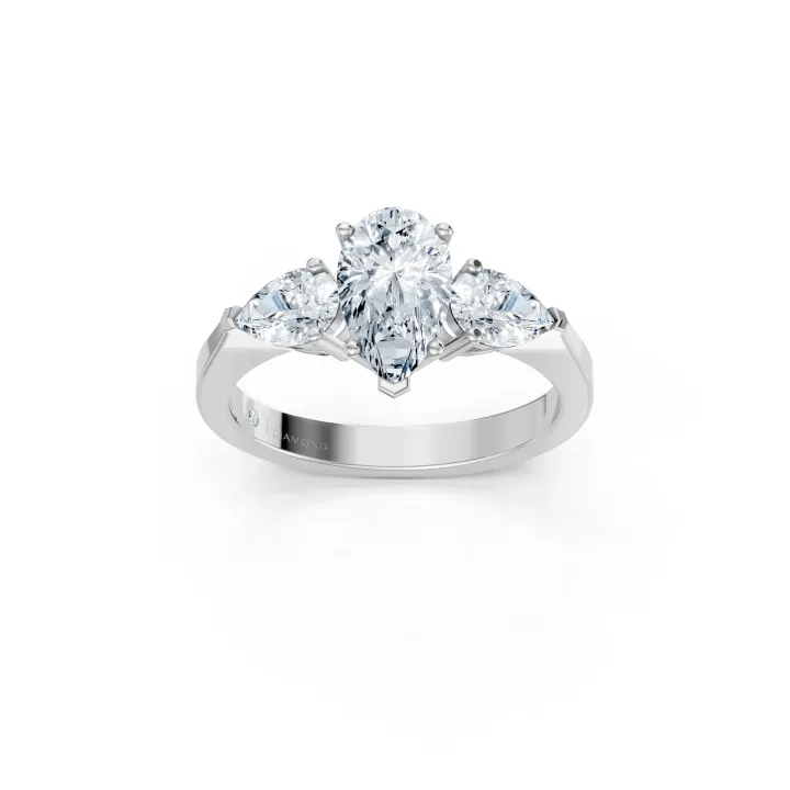 Perlina Pear Trio Solitaire Ring