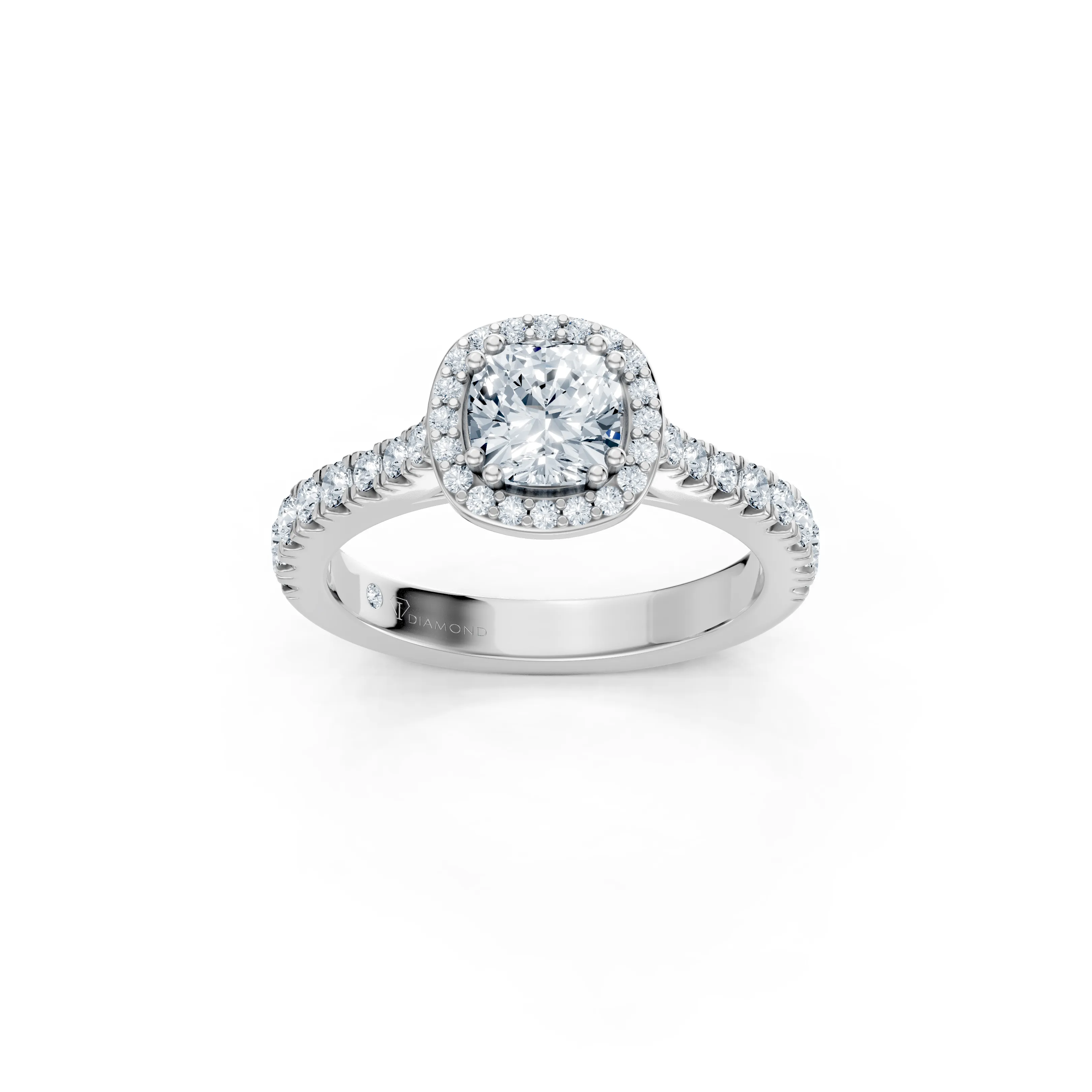 aurielle cushion halo pave ring - main - 1