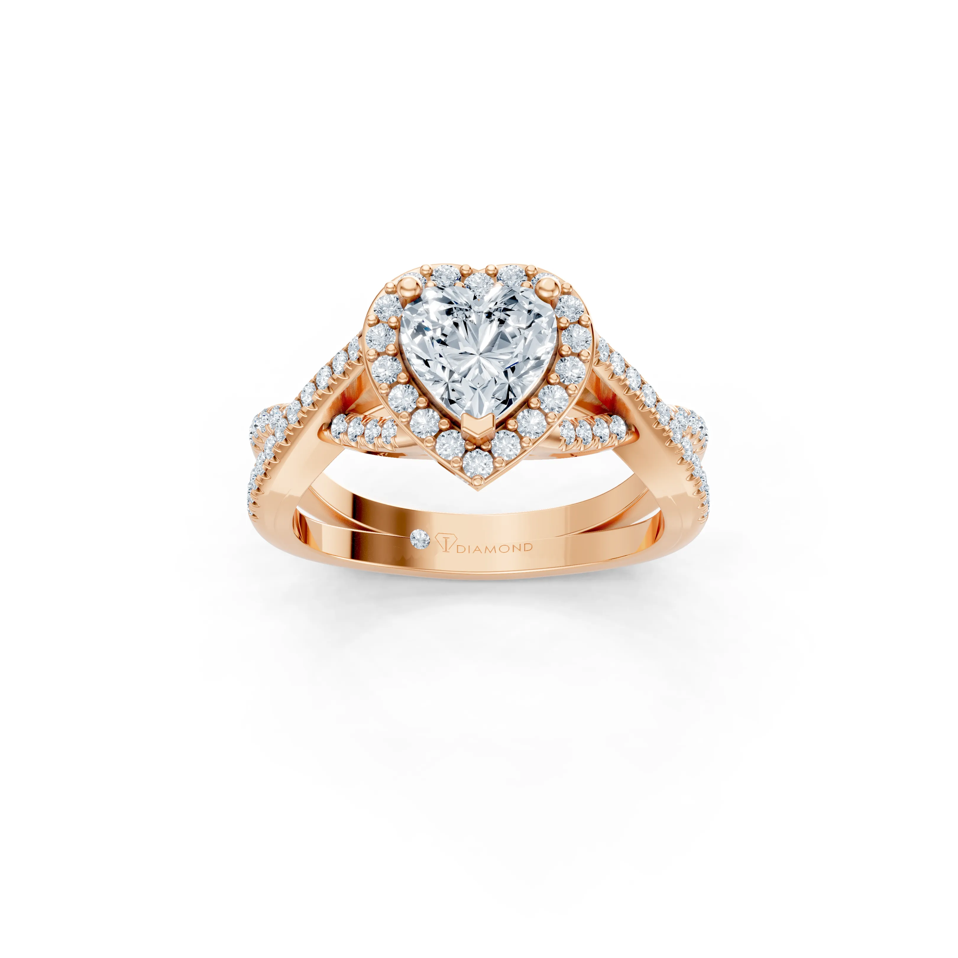 amore heart twist halo pave ring - main - 1