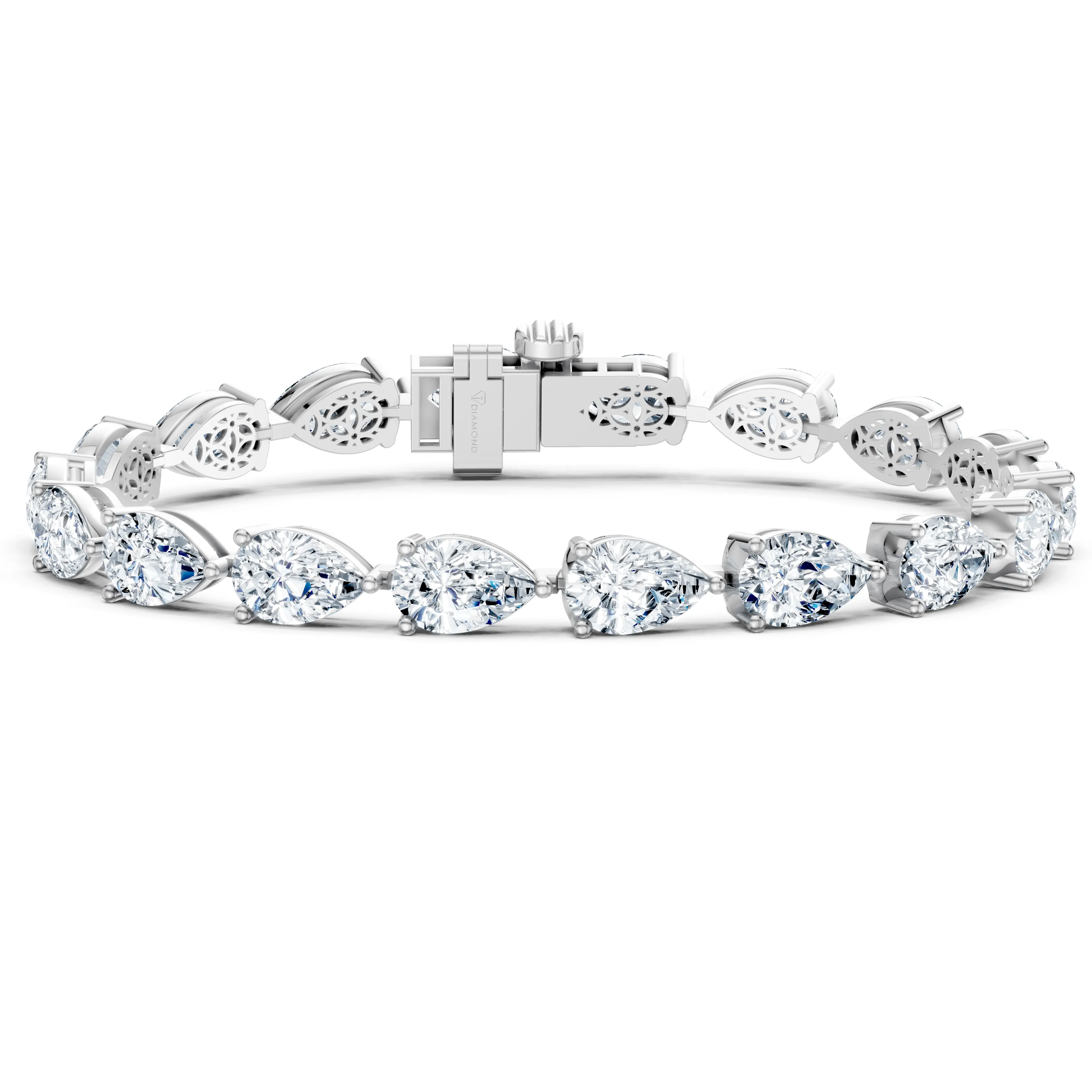 18 carat pear tennis bracelet - main - 1