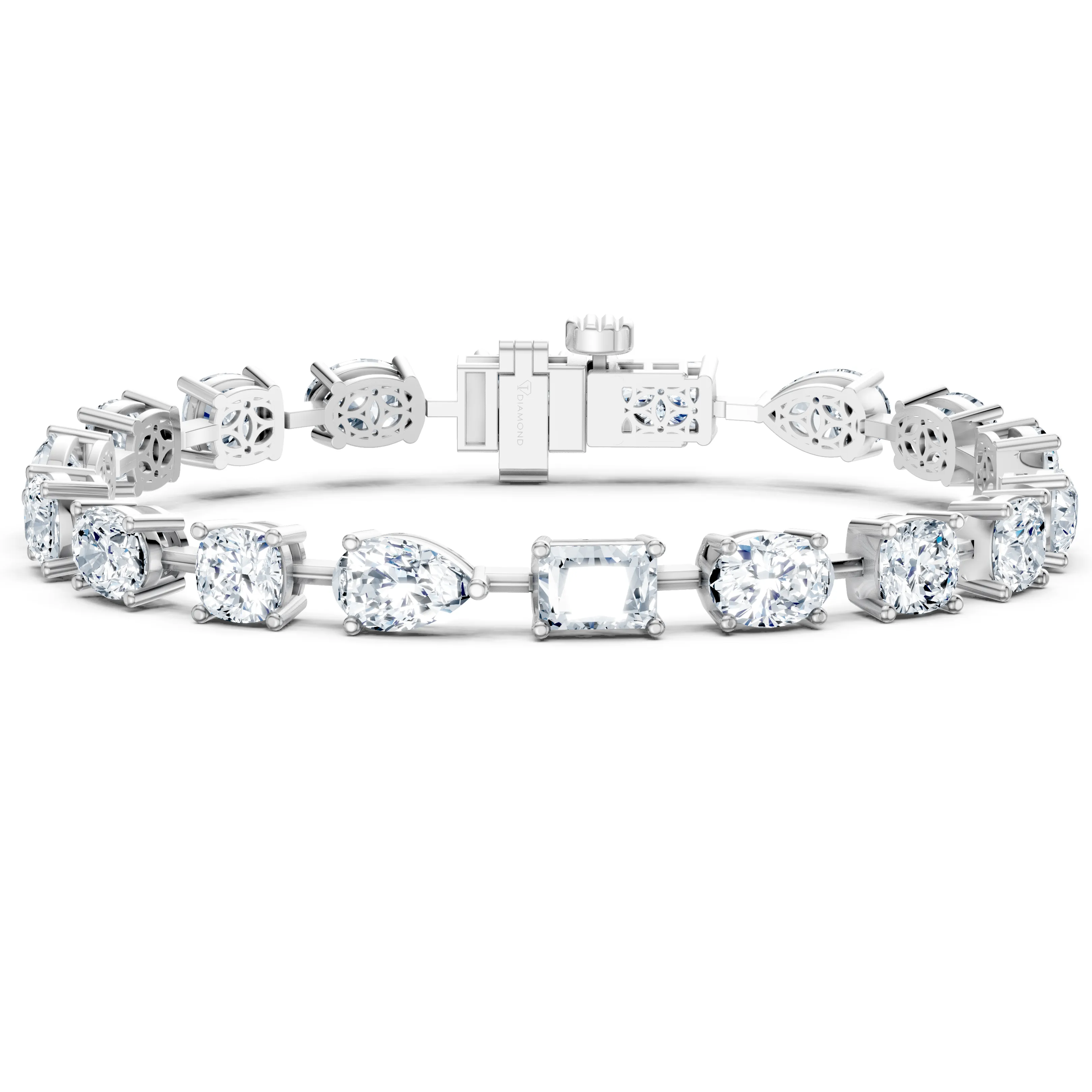18 carat multi shape tennis bracelet - main - 1