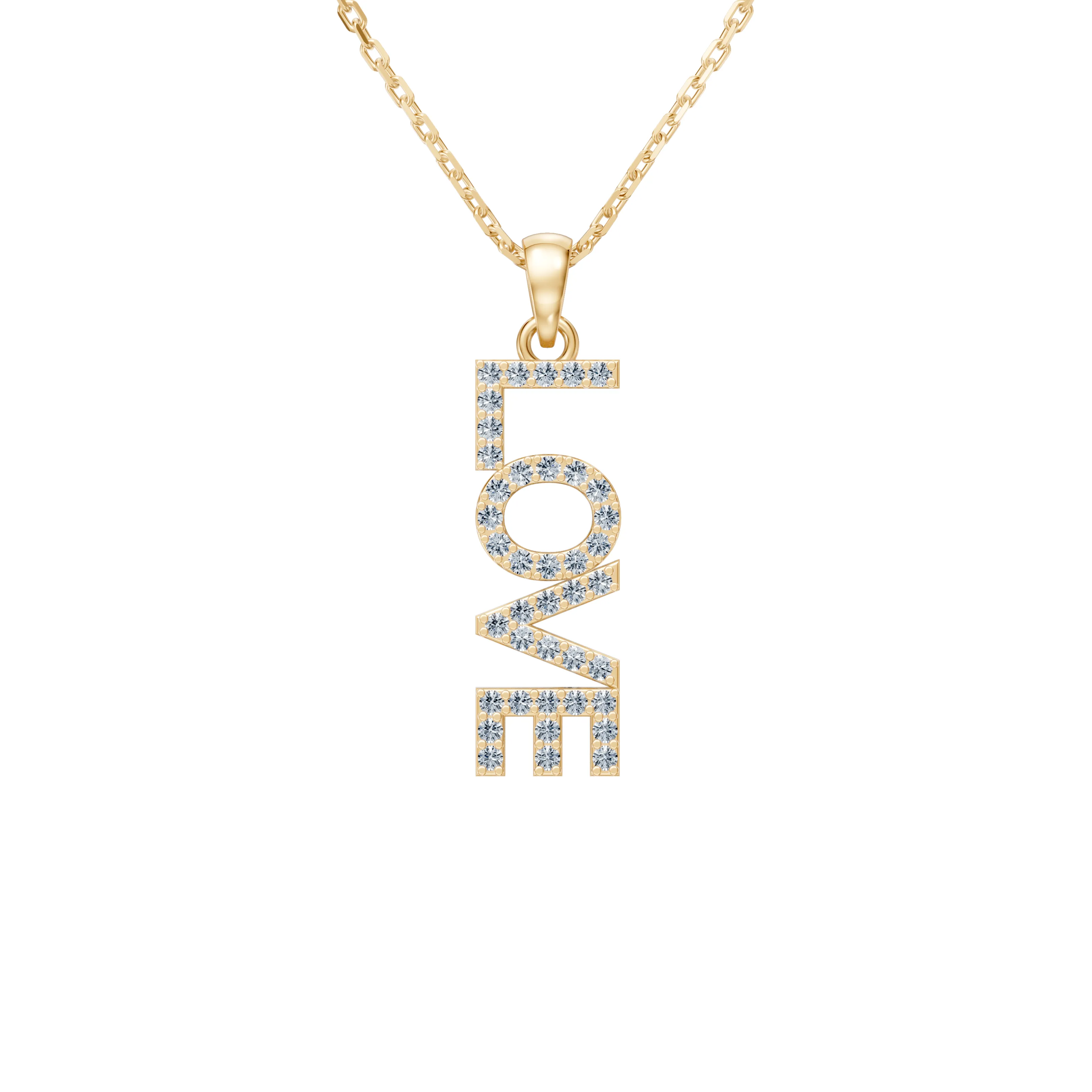 amora pave love vertical pendant - main - 1