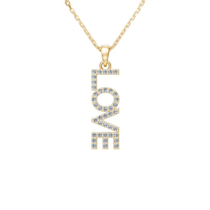 Amora Pavé “LOVE” Vertical Pendant