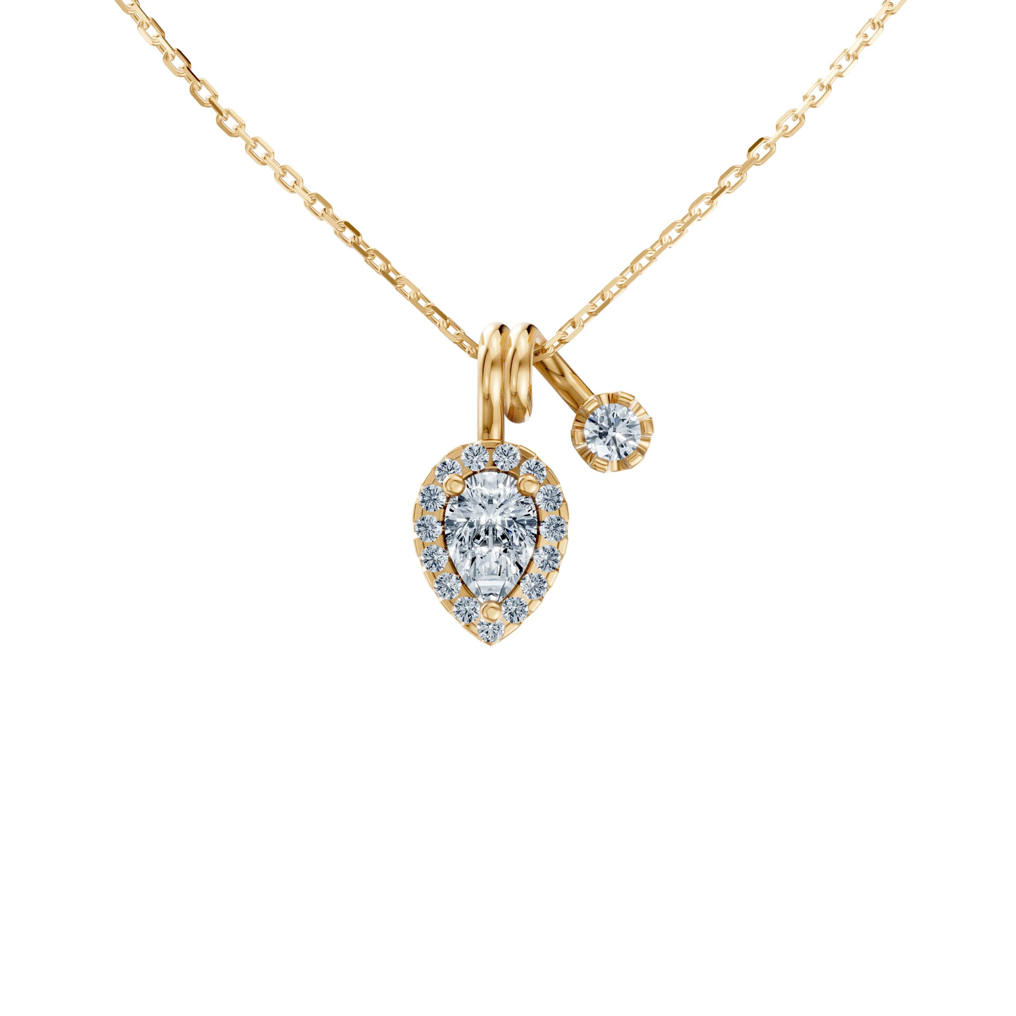 duette pear halo charm pendant - main - 1