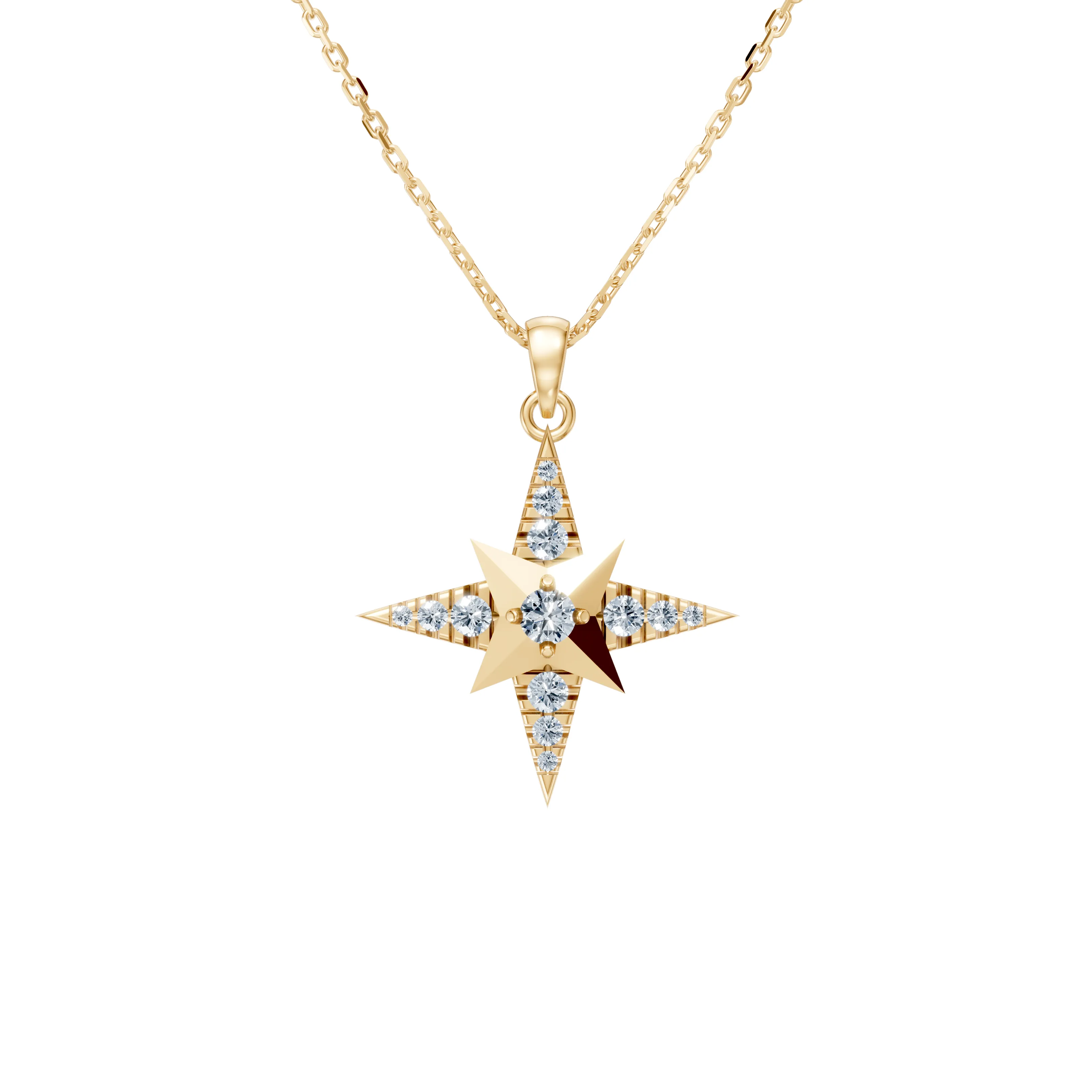 polaris pave compass star pendant - main - 1