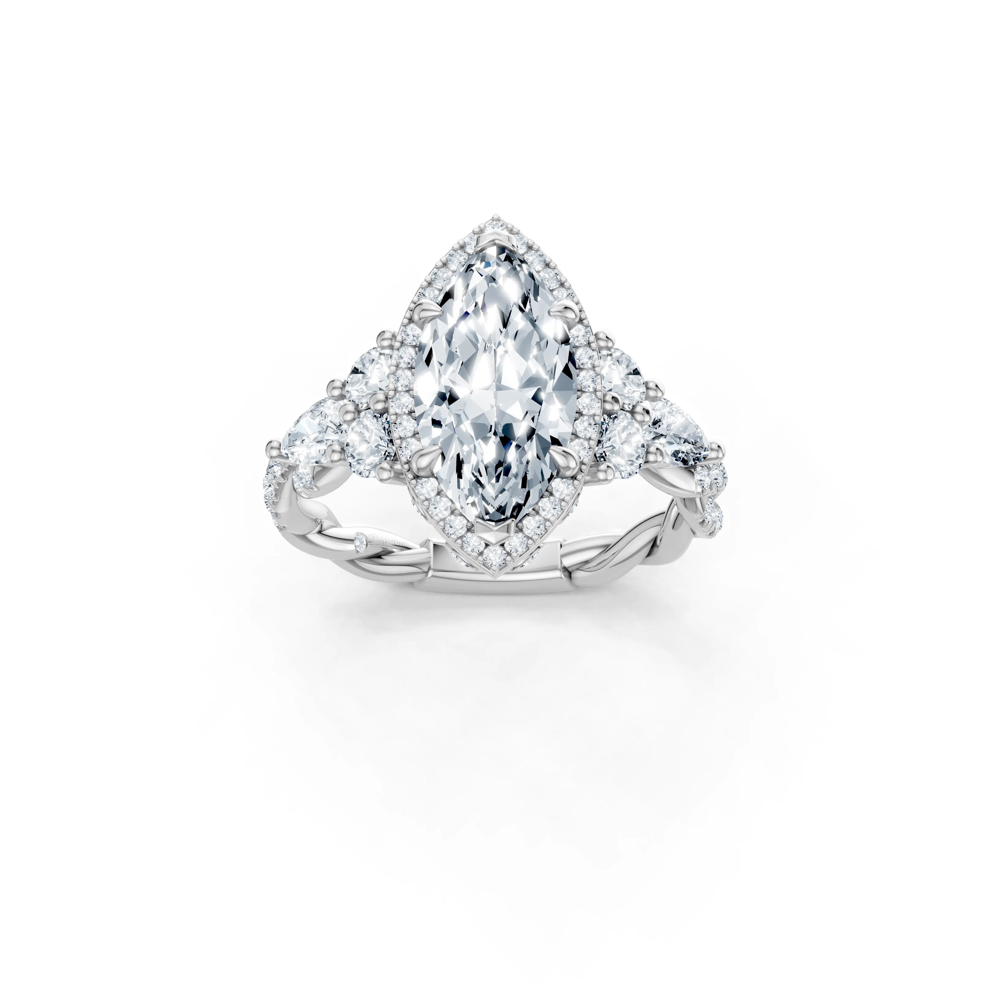 aria marquise braided halo ring - main - 1