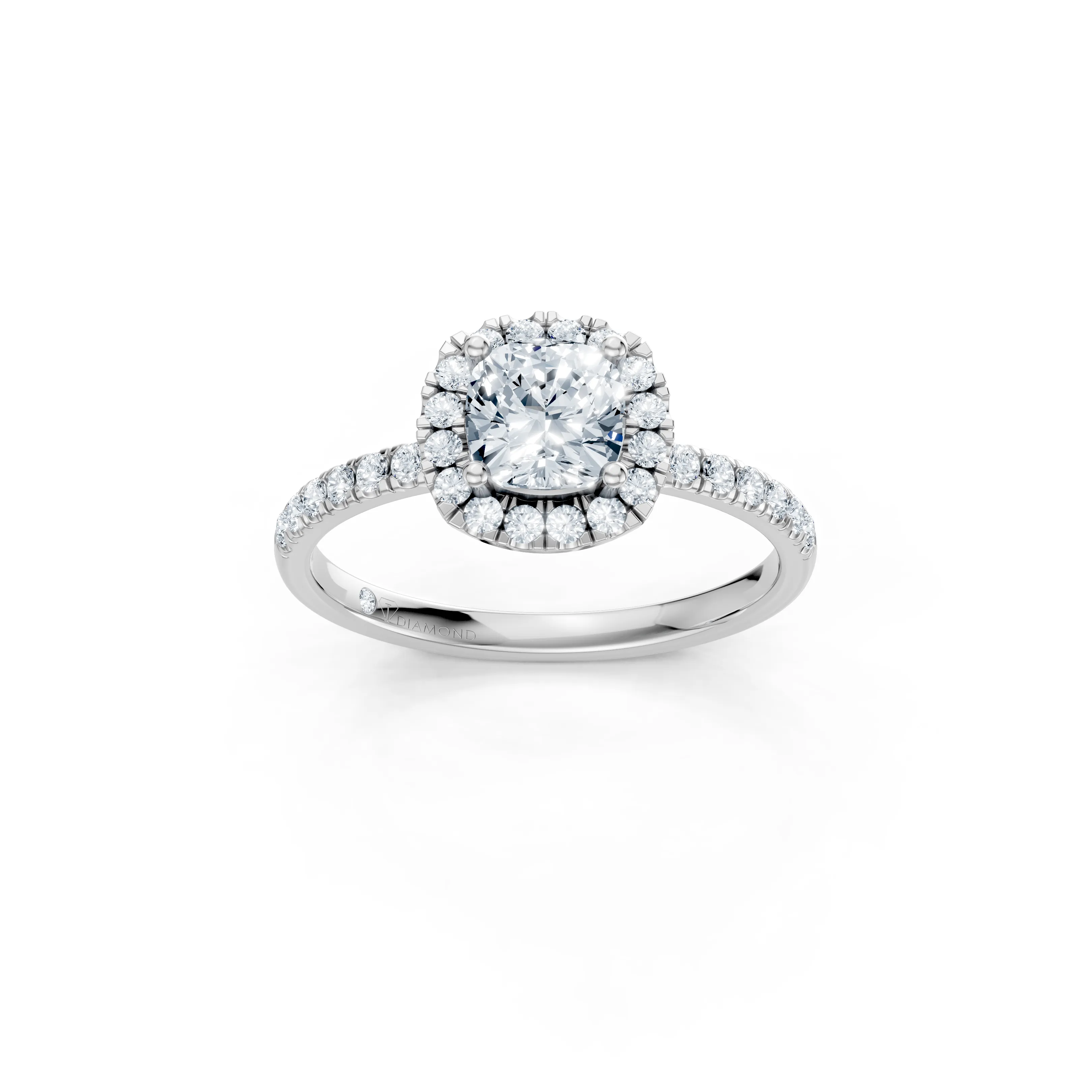 lumiere coussin halo pave ring - main - 1