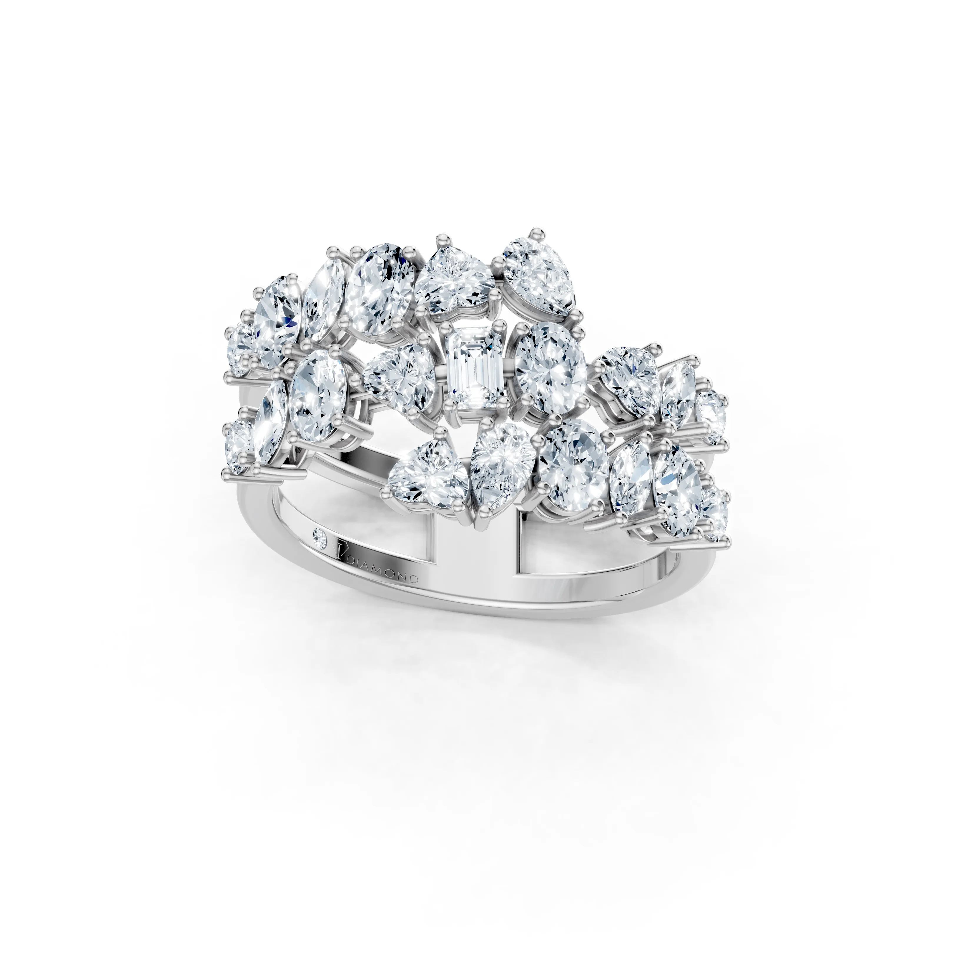 aurora duo mixed cut diamond ring - main - 1