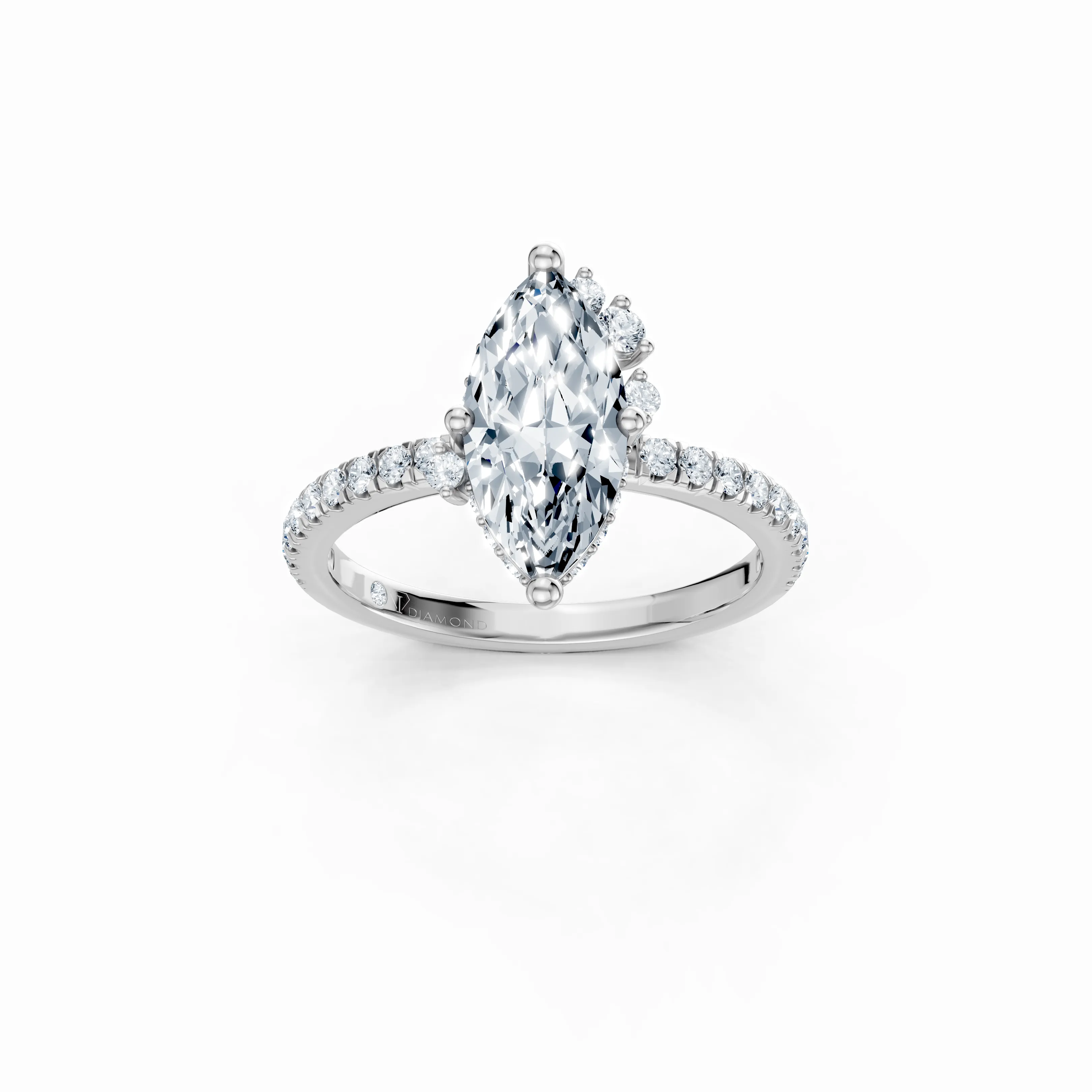 solara marquise halo pave ring - main - 1