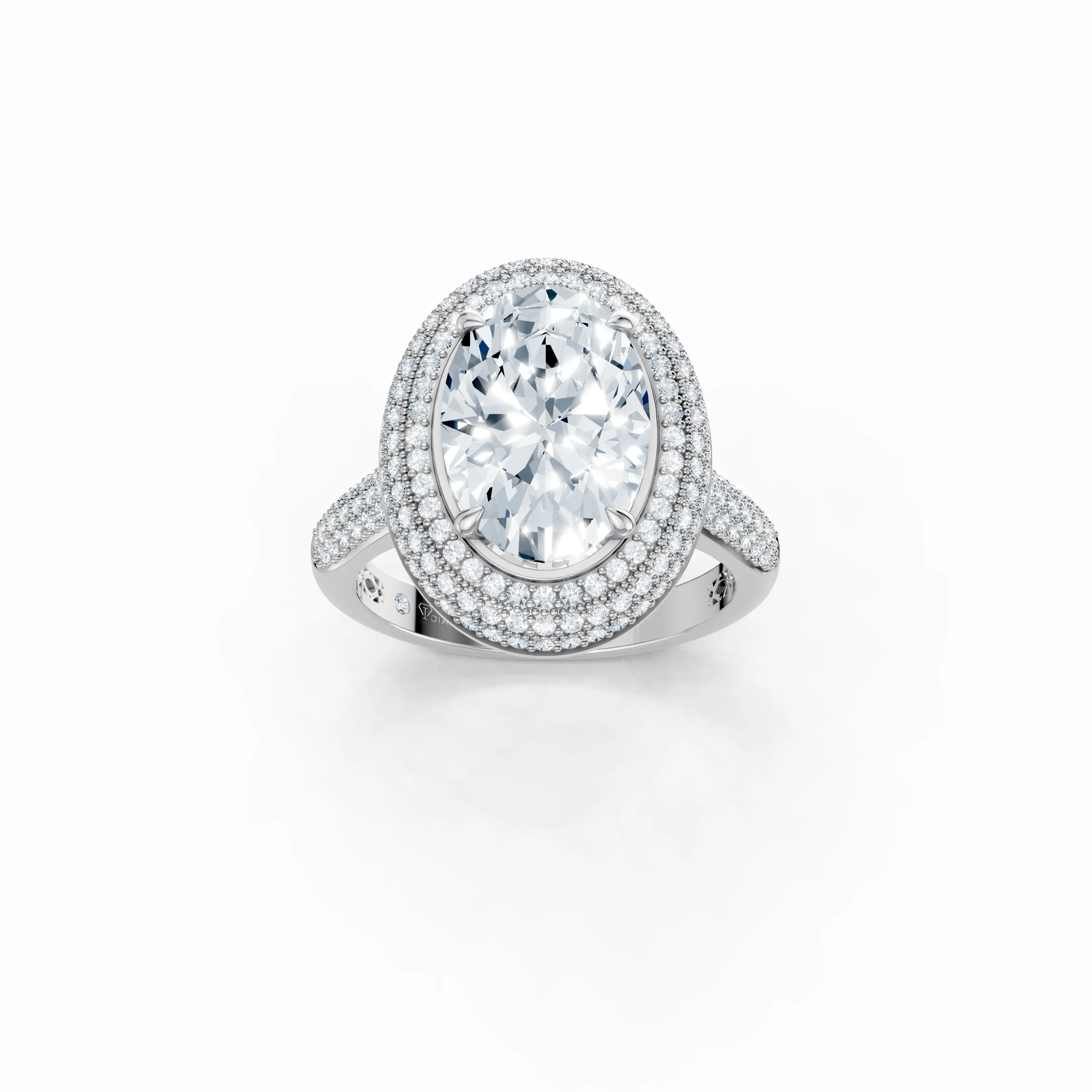 regalia oval triple halo ring - main - 1