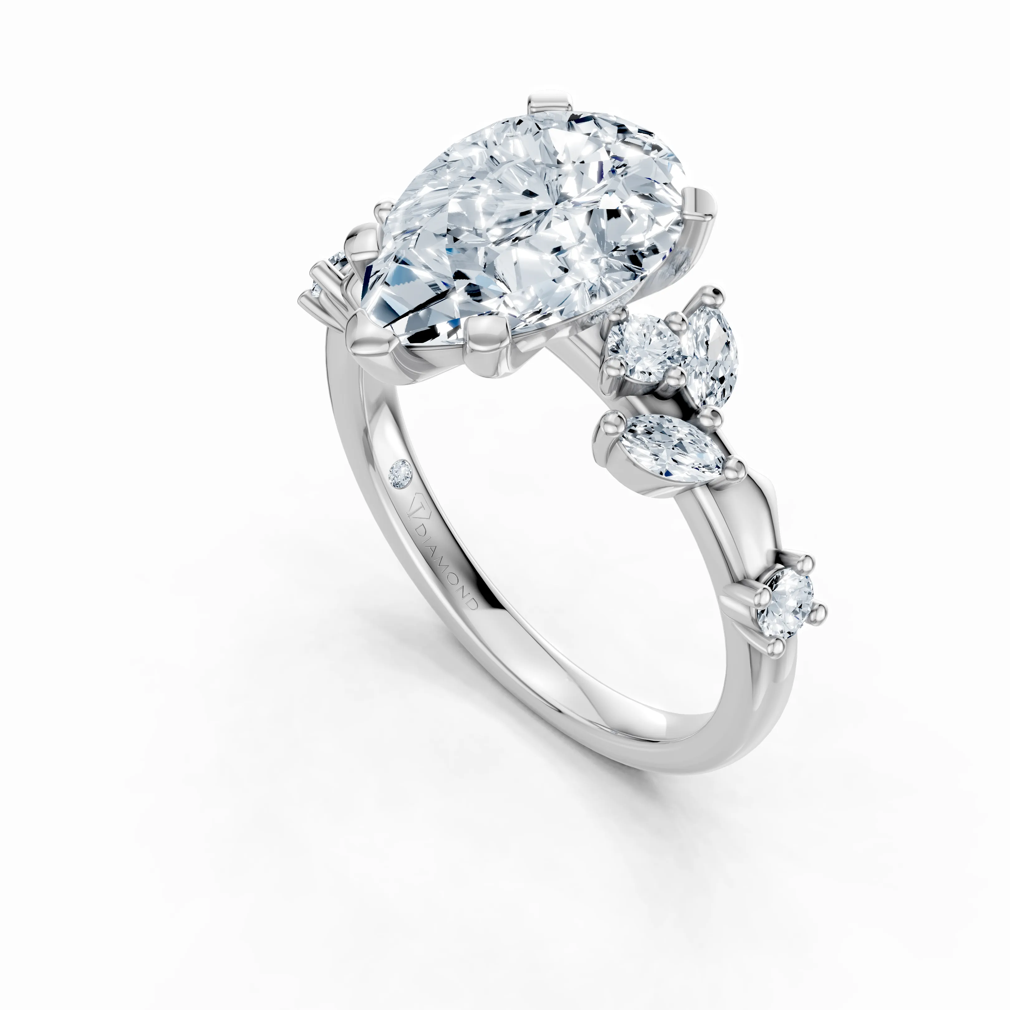 fleur pear solitaire ring - gallery - 5