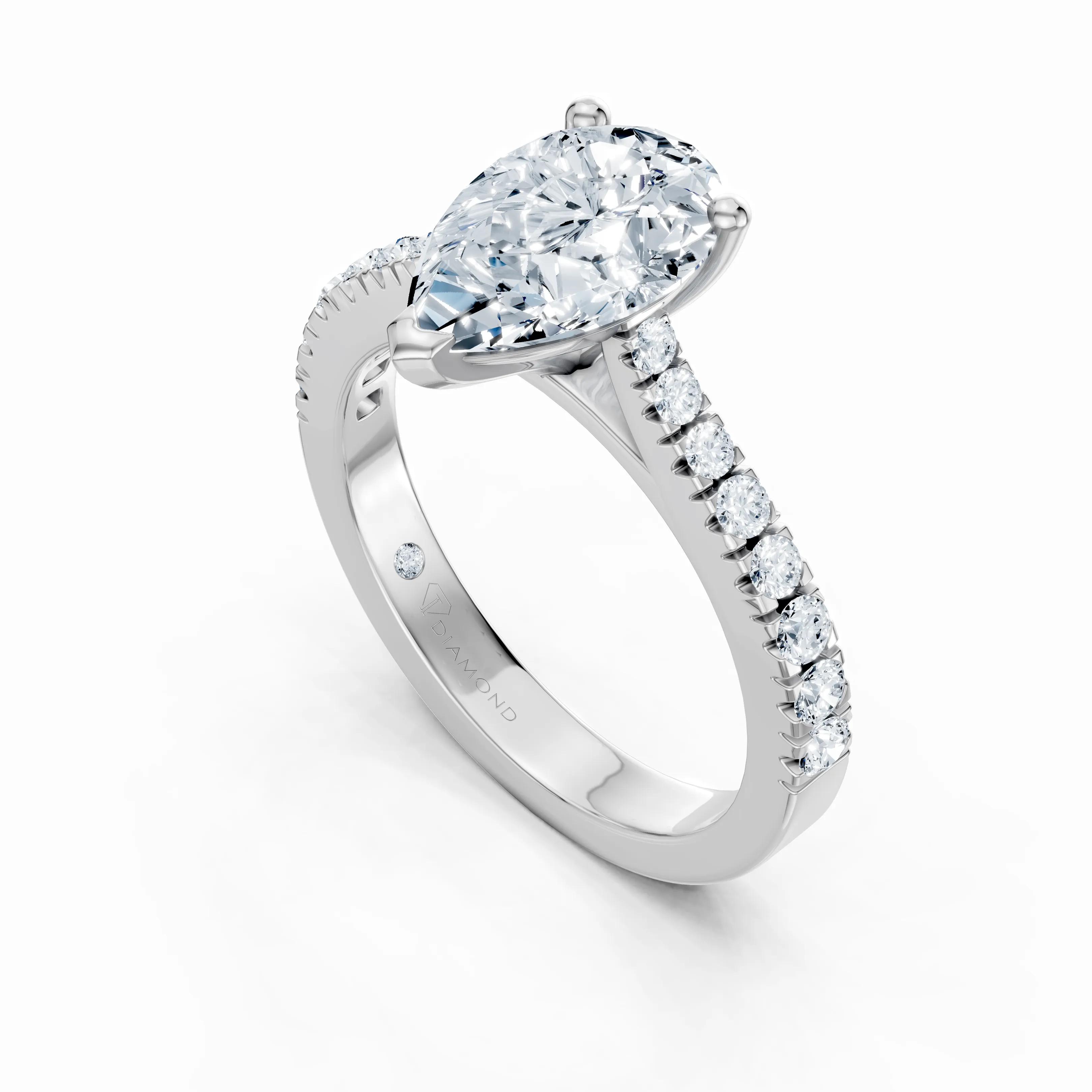 lumine pear pave solitaire ring - gallery - 5