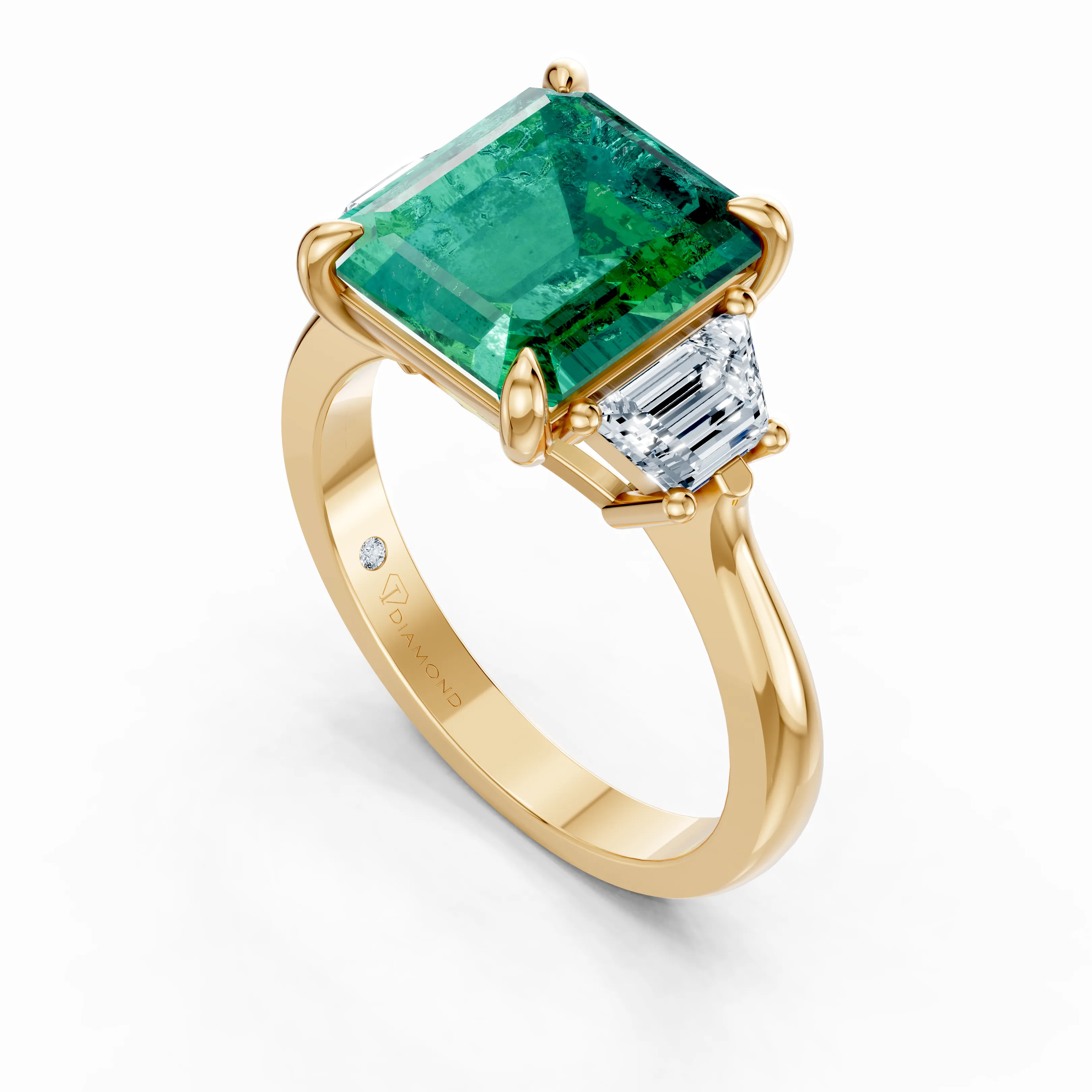 trio emeraude solitaire ring - gallery - 5