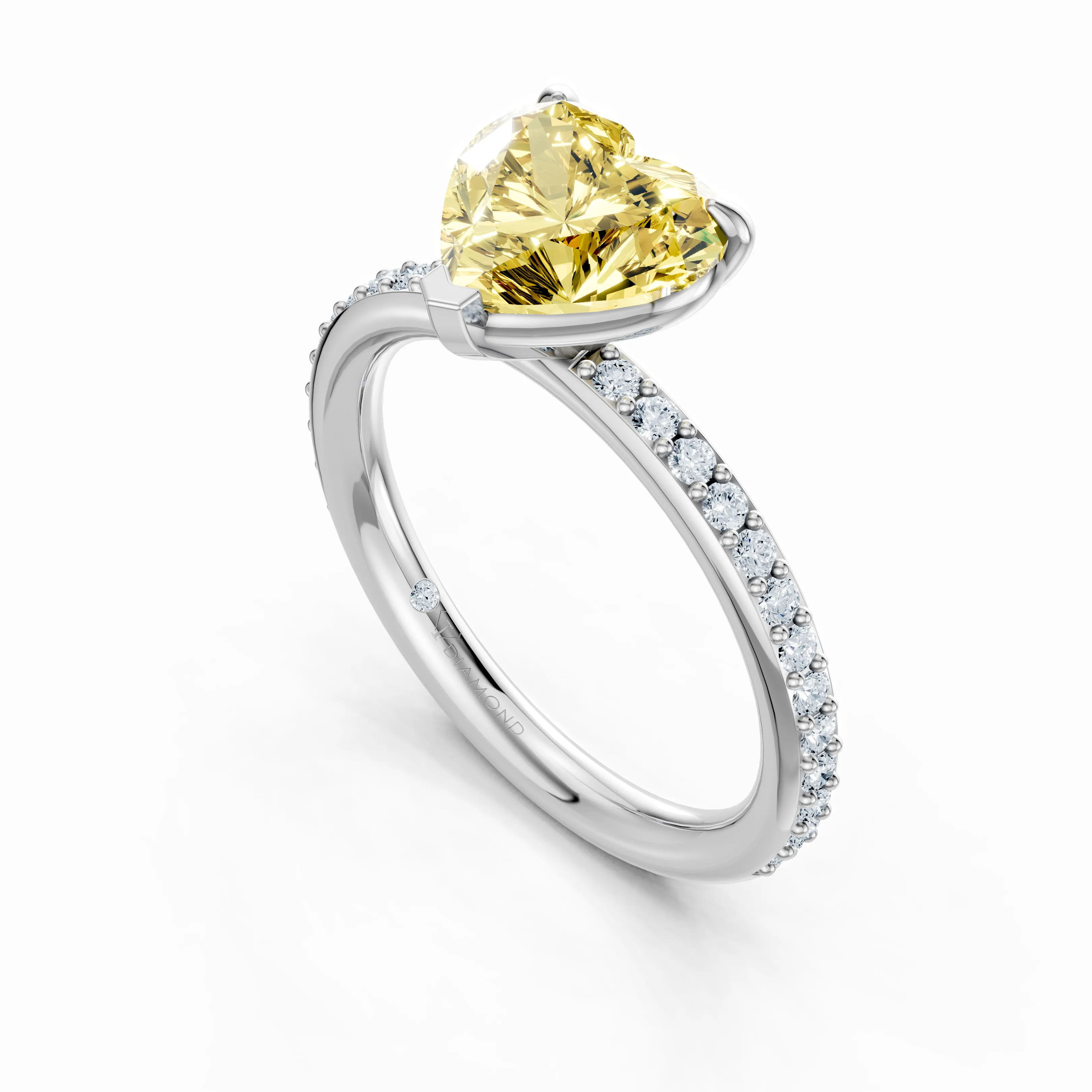 coeur eclatant pave solitaire ring - gallery - 4