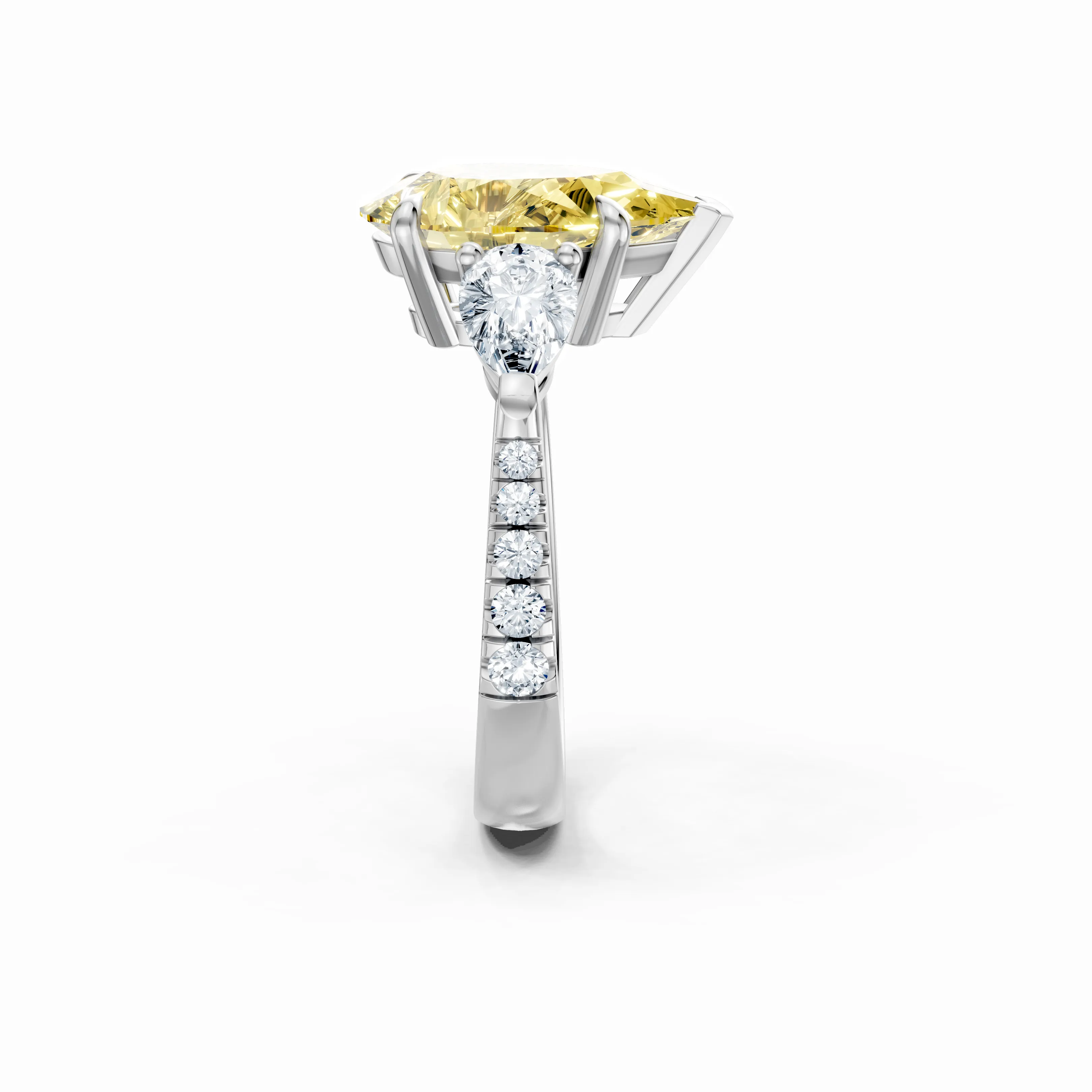 solena pear trio pave solitaire ring - gallery - 4