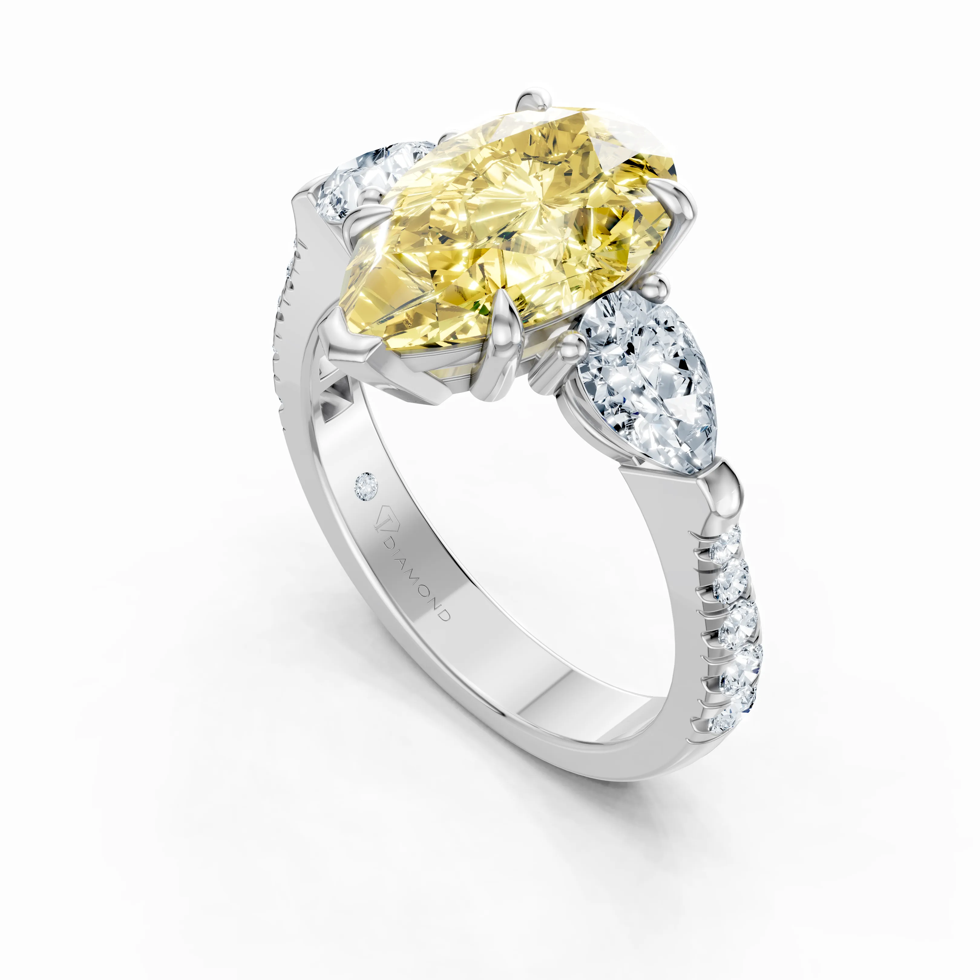 solena pear trio pave solitaire ring - gallery - 5