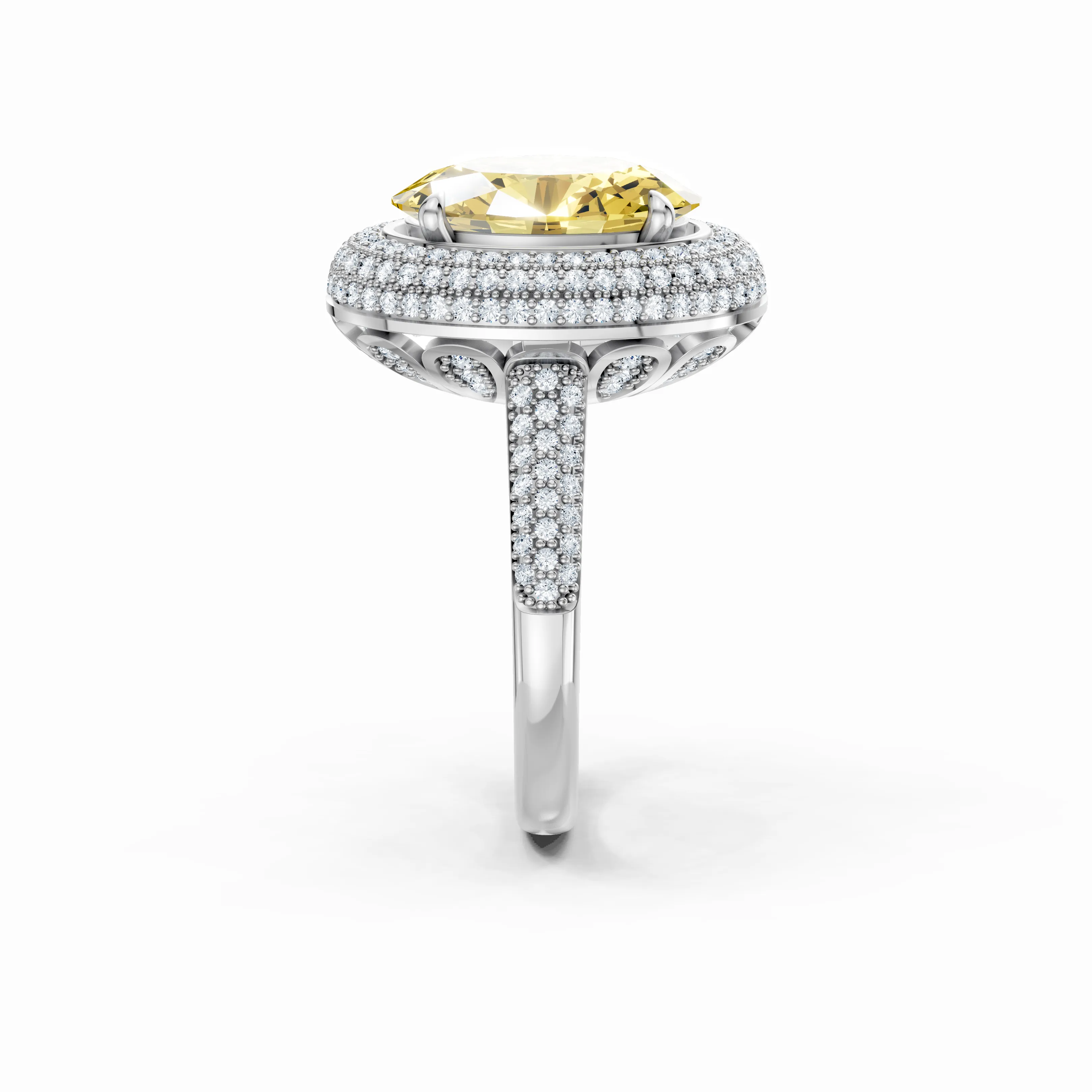 radiance oval triple halo ring - gallery - 4