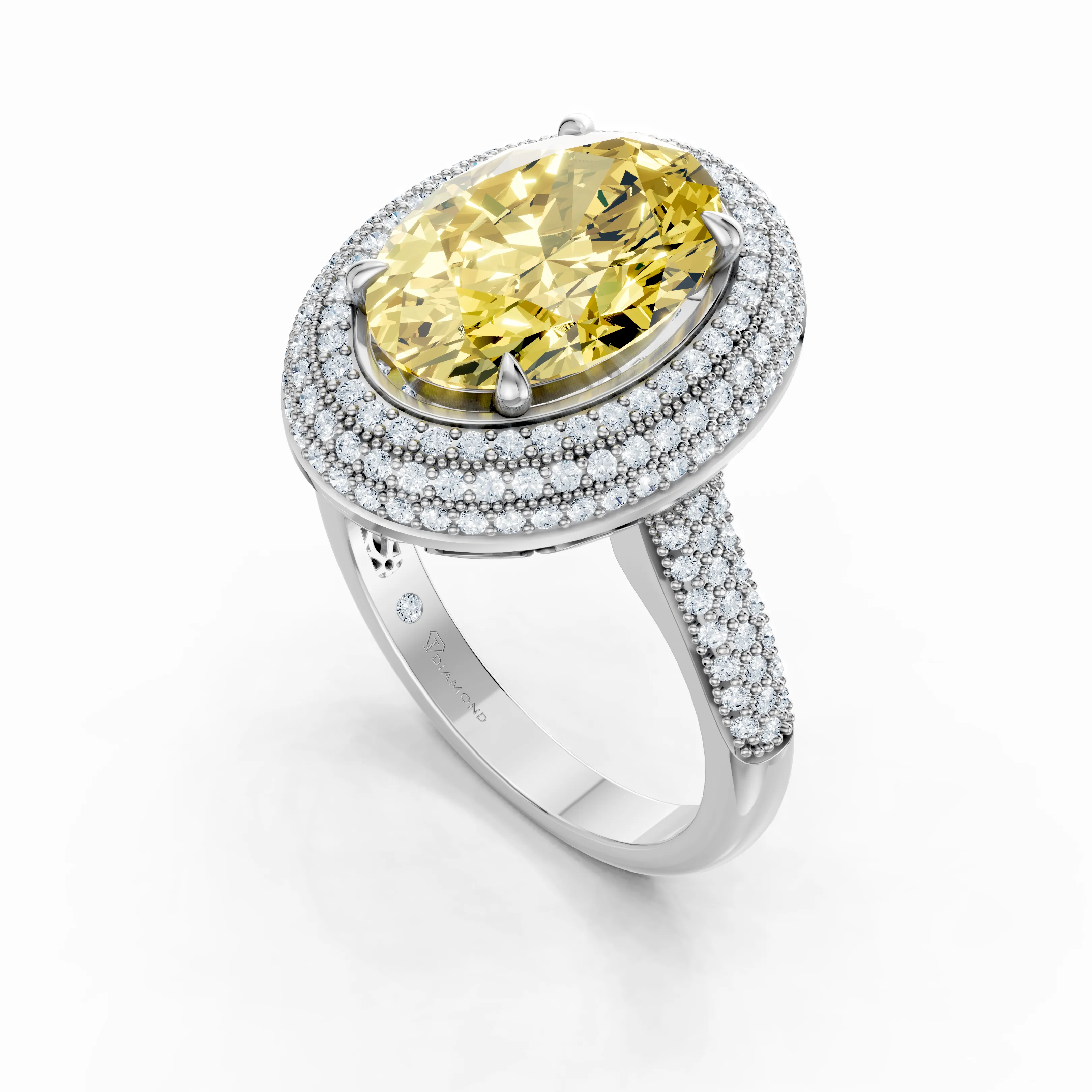 radiance oval triple halo ring - gallery - 5