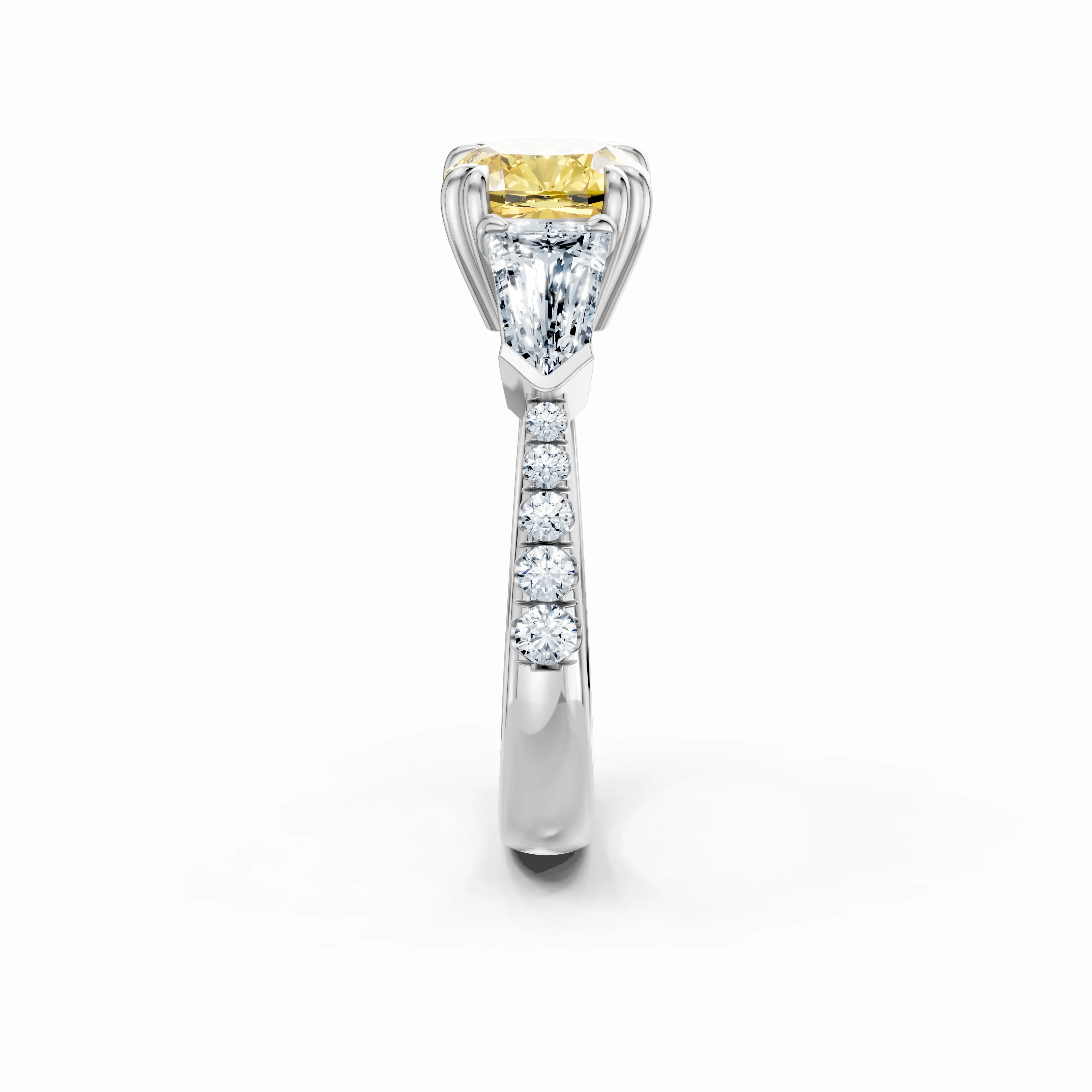 astra cushion trio solitaire ring - gallery - 3